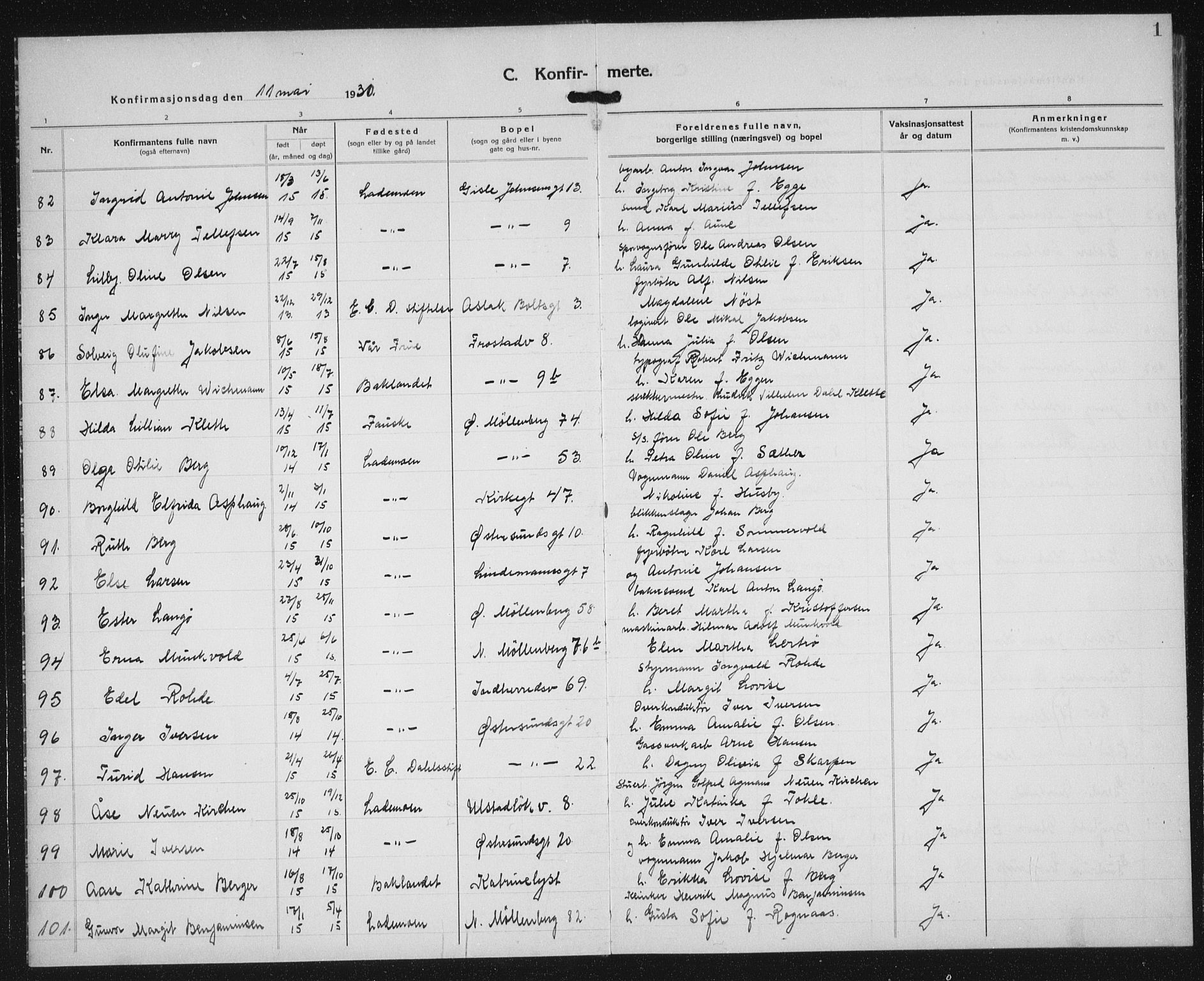 Ministerialprotokoller, klokkerbøker og fødselsregistre - Sør-Trøndelag, SAT/A-1456/605/L0262: Klokkerbok nr. 605C09, 1930-1933, s. 1