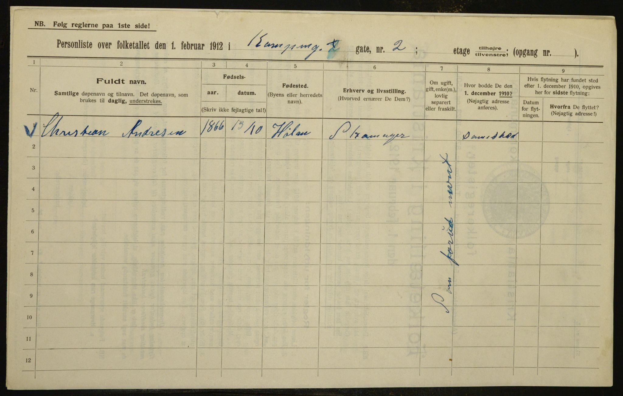 OBA, Kommunal folketelling 1.2.1912 for Kristiania, 1912, s. 48056