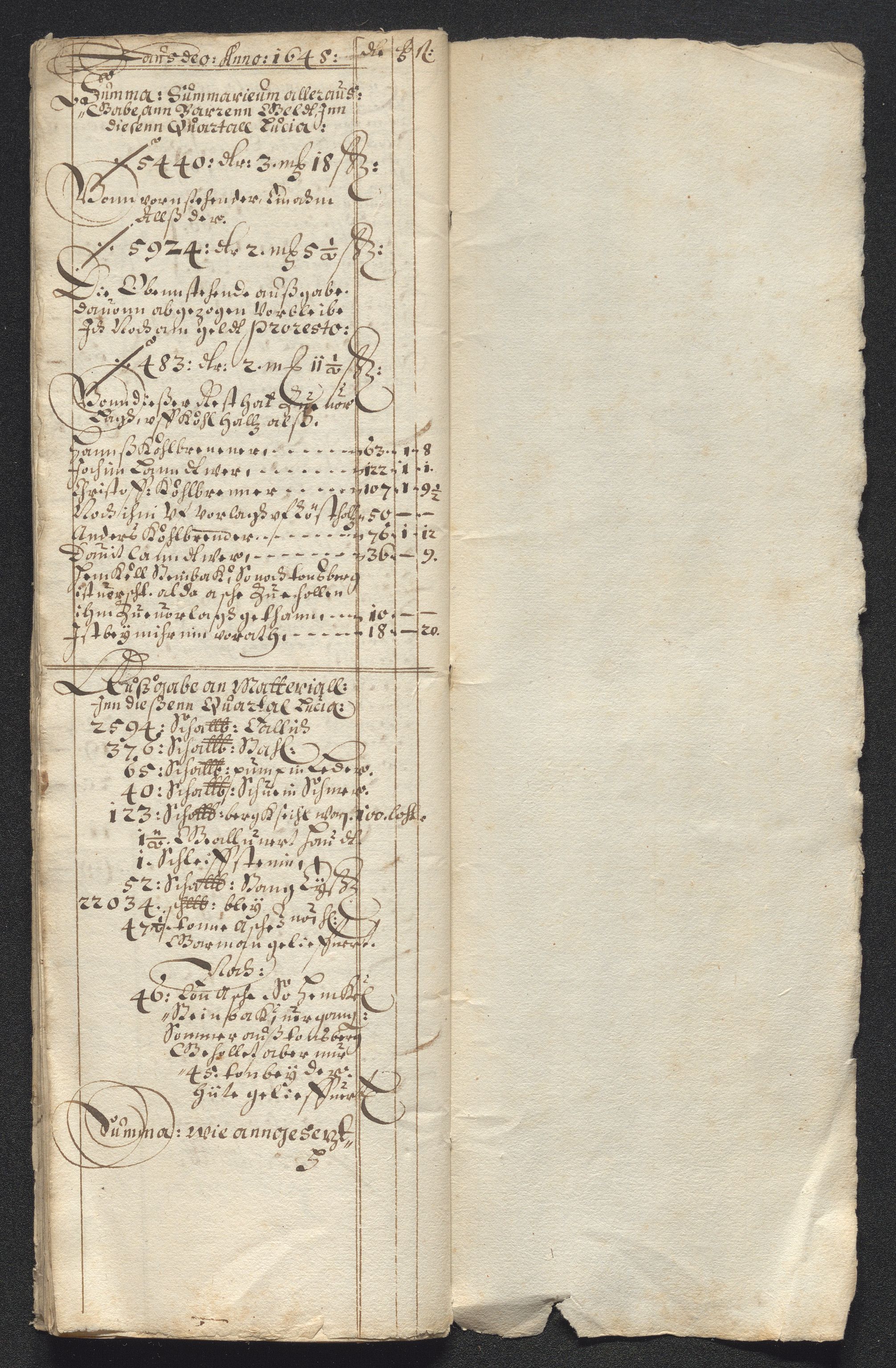 Kongsberg Sølvverk 1623-1816, SAKO/EA-3135/001/D/Dc/Dcd/L0022: Utgiftsregnskap for gruver m.m., 1647-1648, s. 274