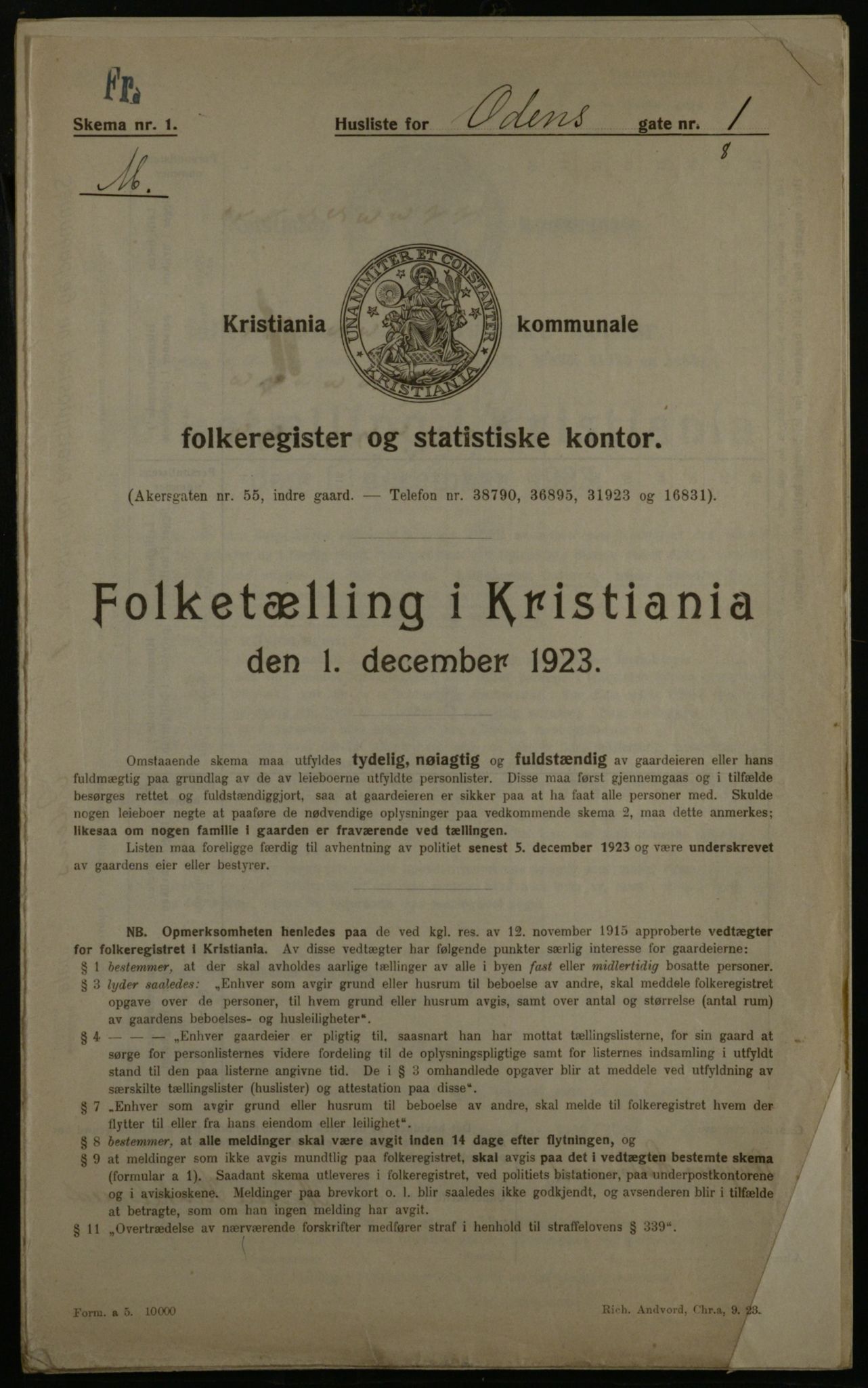 OBA, Kommunal folketelling 1.12.1923 for Kristiania, 1923, s. 81757