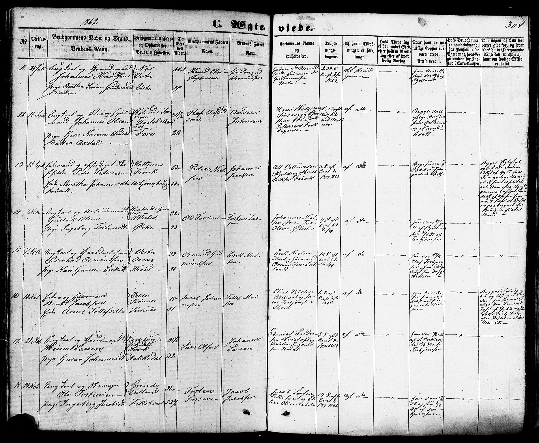 Skjold sokneprestkontor, AV/SAST-A-101847/H/Ha/Haa/L0008: Ministerialbok nr. A 8, 1856-1882, s. 304