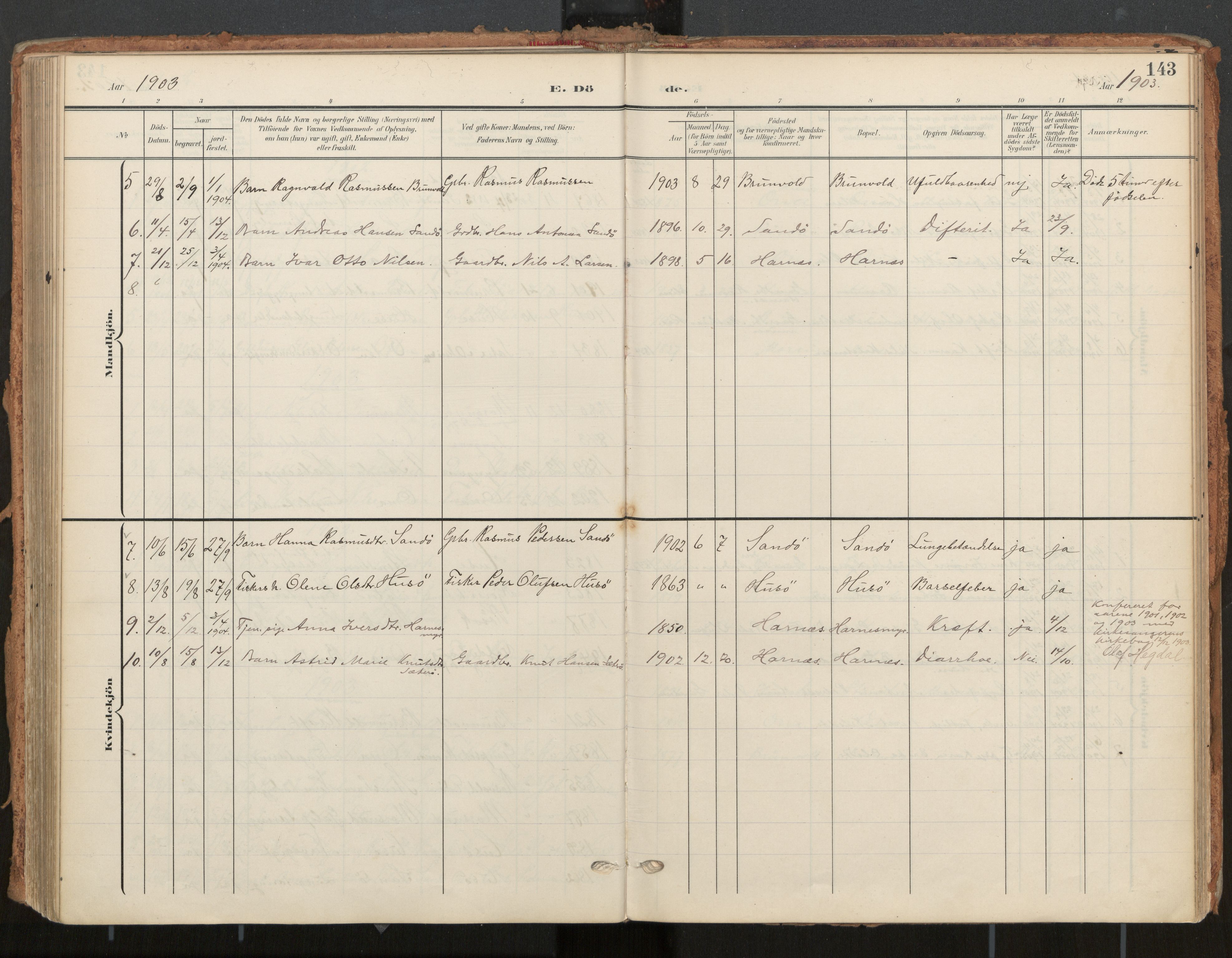 Ministerialprotokoller, klokkerbøker og fødselsregistre - Møre og Romsdal, SAT/A-1454/561/L0730: Ministerialbok nr. 561A04, 1901-1929, s. 143