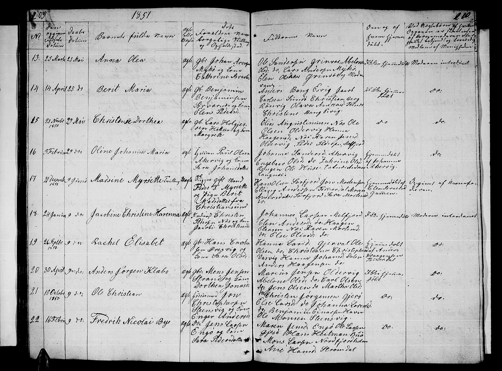 Ministerialprotokoller, klokkerbøker og fødselsregistre - Nordland, AV/SAT-A-1459/841/L0618: Klokkerbok nr. 841C02, 1833-1855, s. 209-210