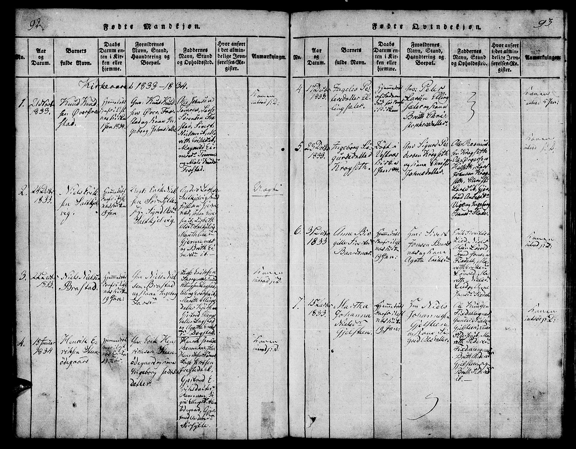 Ministerialprotokoller, klokkerbøker og fødselsregistre - Møre og Romsdal, AV/SAT-A-1454/539/L0528: Ministerialbok nr. 539A01, 1818-1847, s. 92-93