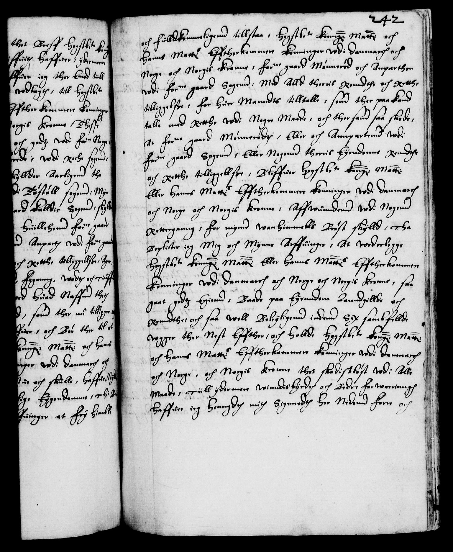 Danske Kanselli 1572-1799, RA/EA-3023/F/Fc/Fca/Fcaa/L0001: Norske registre (mikrofilm), 1572-1588, s. 242a