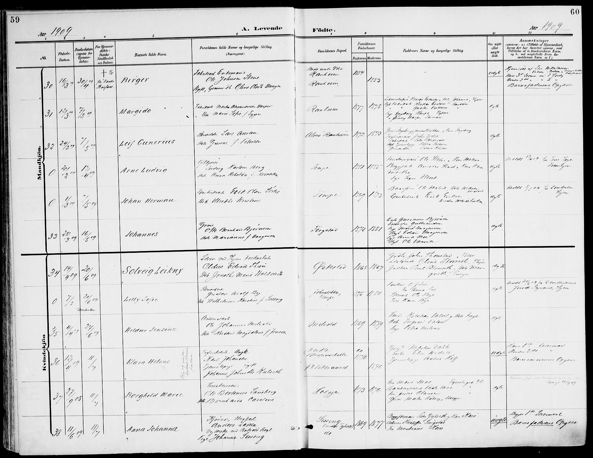 Ministerialprotokoller, klokkerbøker og fødselsregistre - Sør-Trøndelag, SAT/A-1456/607/L0320: Ministerialbok nr. 607A04, 1907-1915, s. 59-60