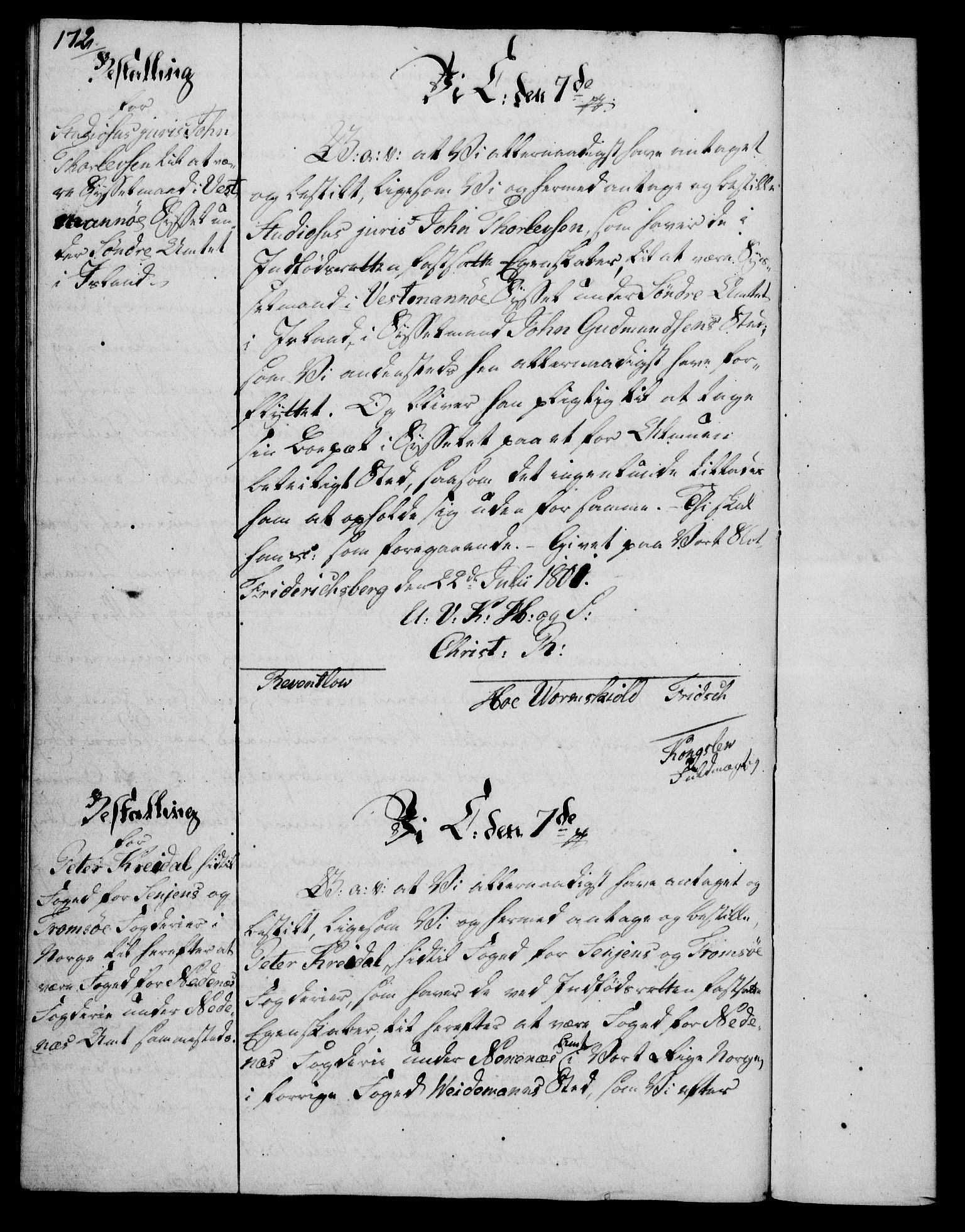 Rentekammeret, Kammerkanselliet, RA/EA-3111/G/Gg/Gge/L0006: Norsk bestallingsprotokoll med register (merket RK 53.30), 1773-1814, s. 172