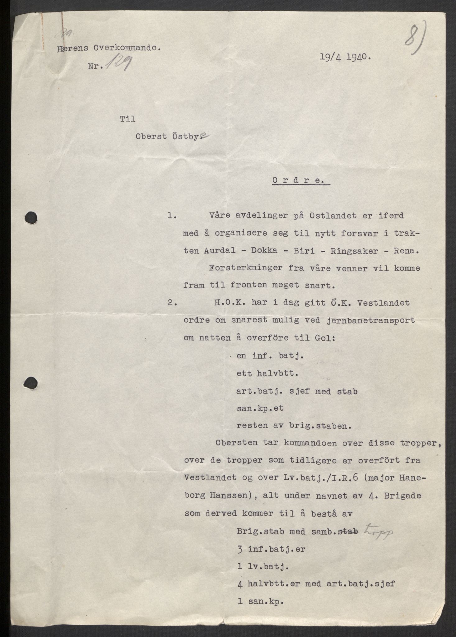 Forsvaret, Forsvarets krigshistoriske avdeling, AV/RA-RAFA-2017/Y/Yb/L0104: II-C-11-430  -  4. Divisjon., 1940, s. 311