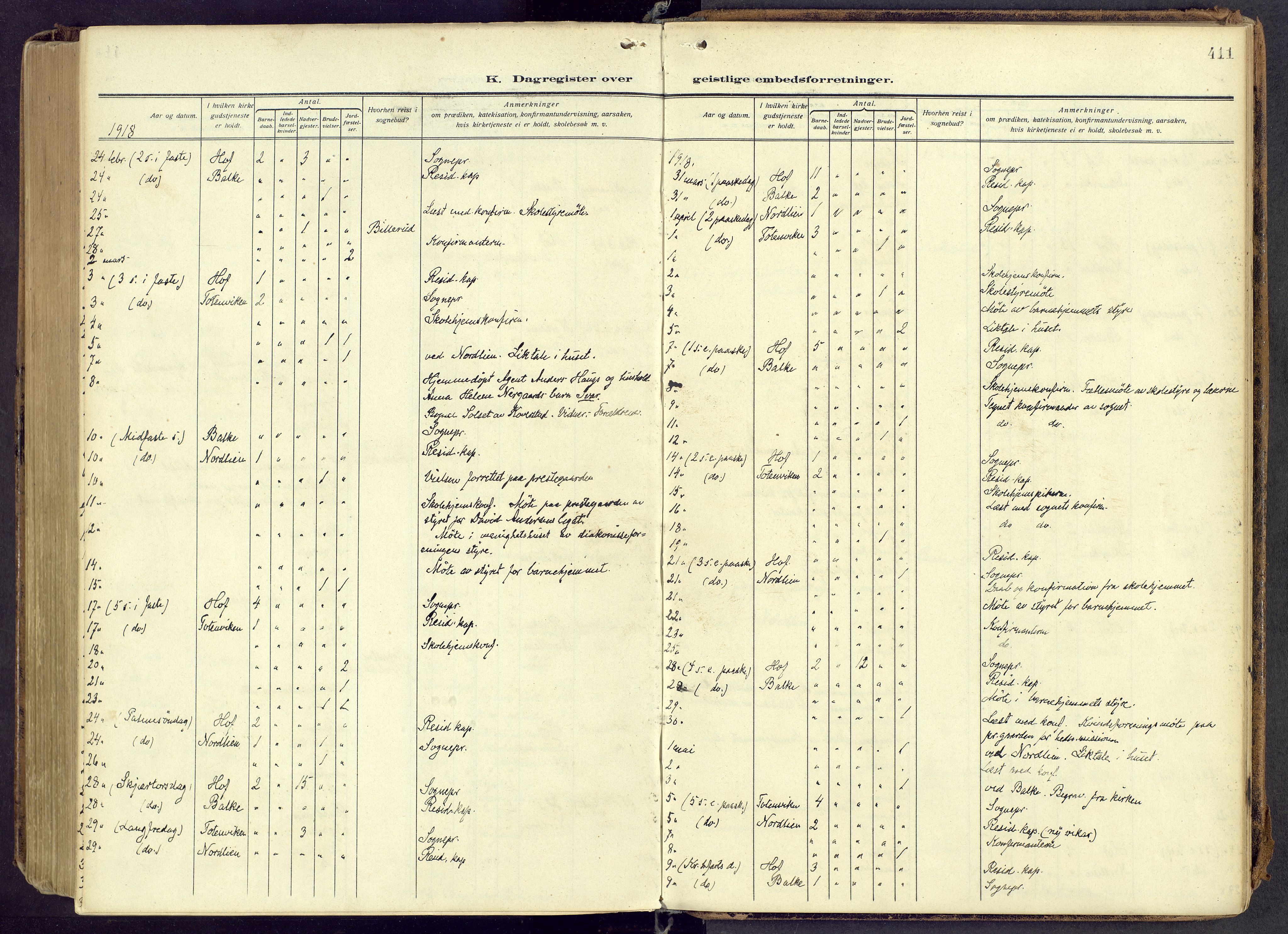 Østre Toten prestekontor, AV/SAH-PREST-104/H/Ha/Haa/L0010: Ministerialbok nr. 10, 1910-1920, s. 411