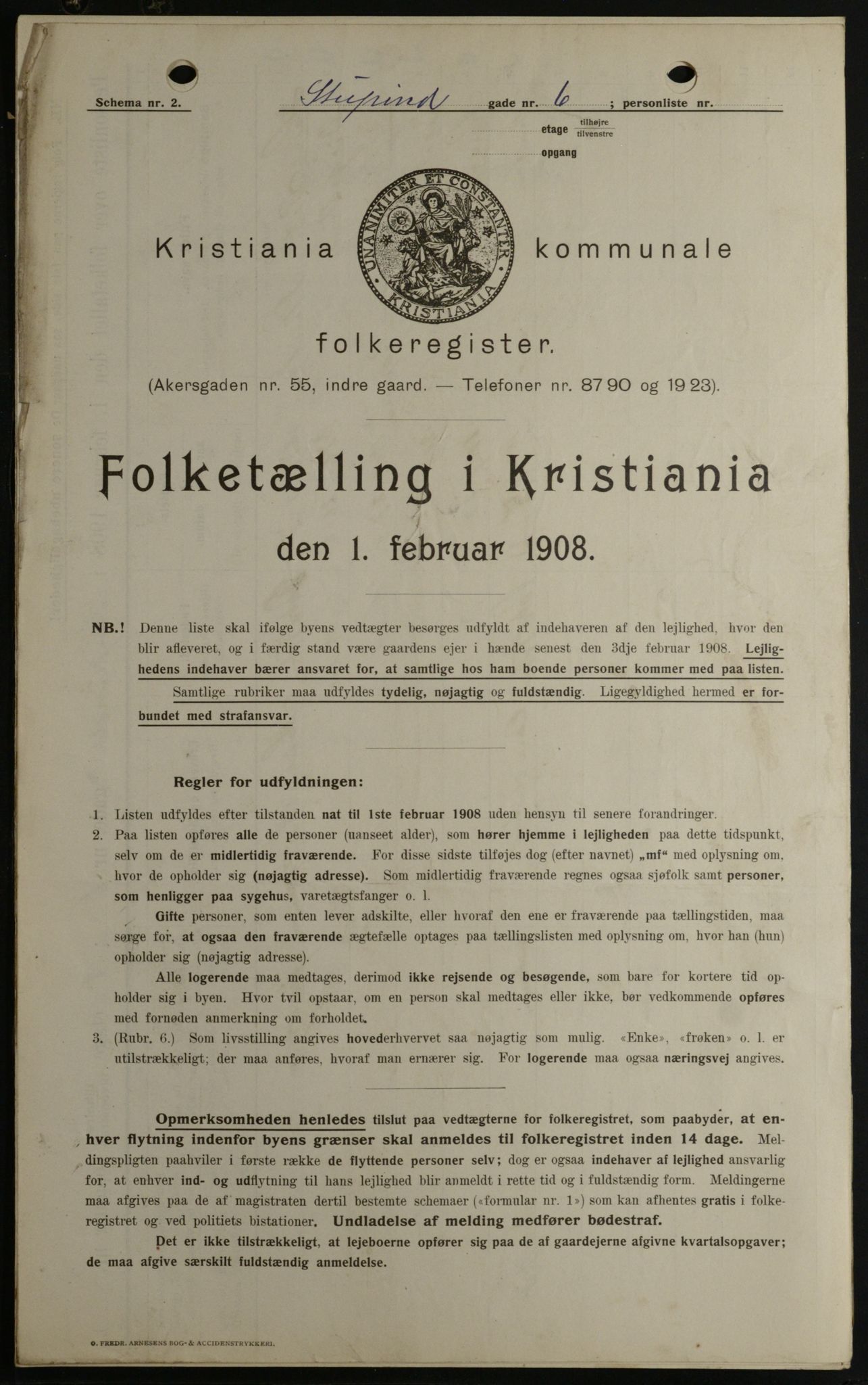 OBA, Kommunal folketelling 1.2.1908 for Kristiania kjøpstad, 1908, s. 94046