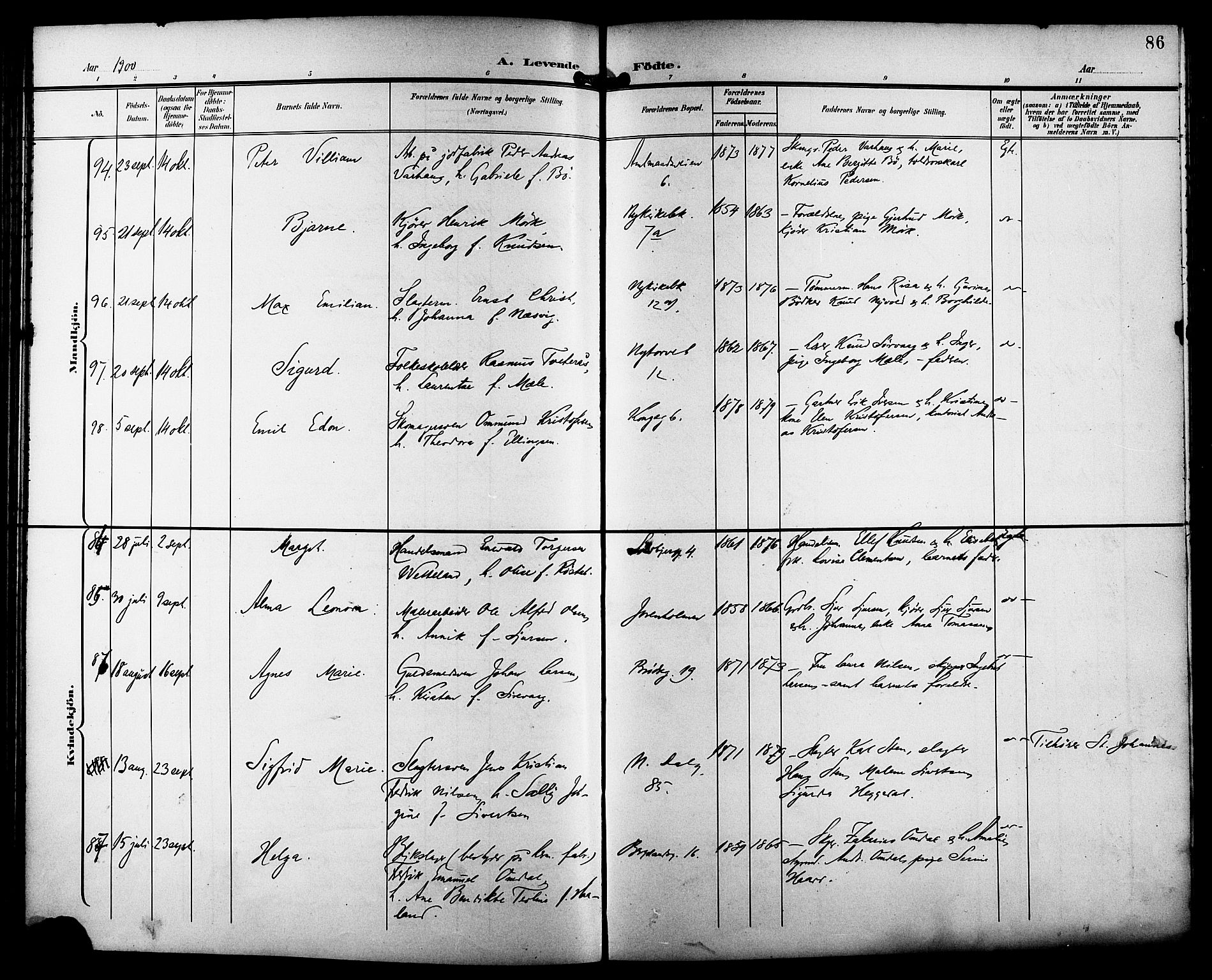 St. Petri sokneprestkontor, AV/SAST-A-101813/001/30/30BB/L0008: Klokkerbok nr. B 8, 1897-1905, s. 86