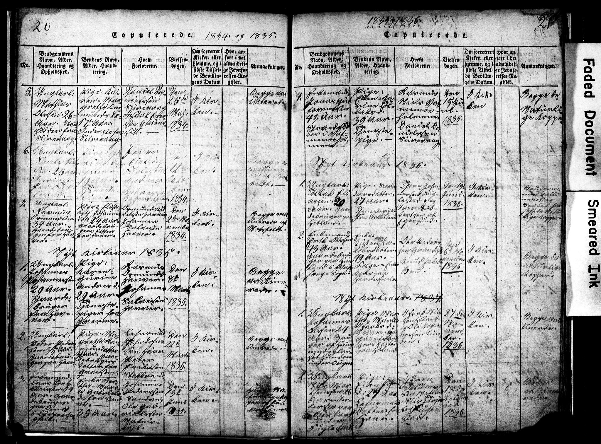 Eigersund sokneprestkontor, SAST/A-101807/S09/L0002: Klokkerbok nr. B 2, 1816-1847, s. 20-21