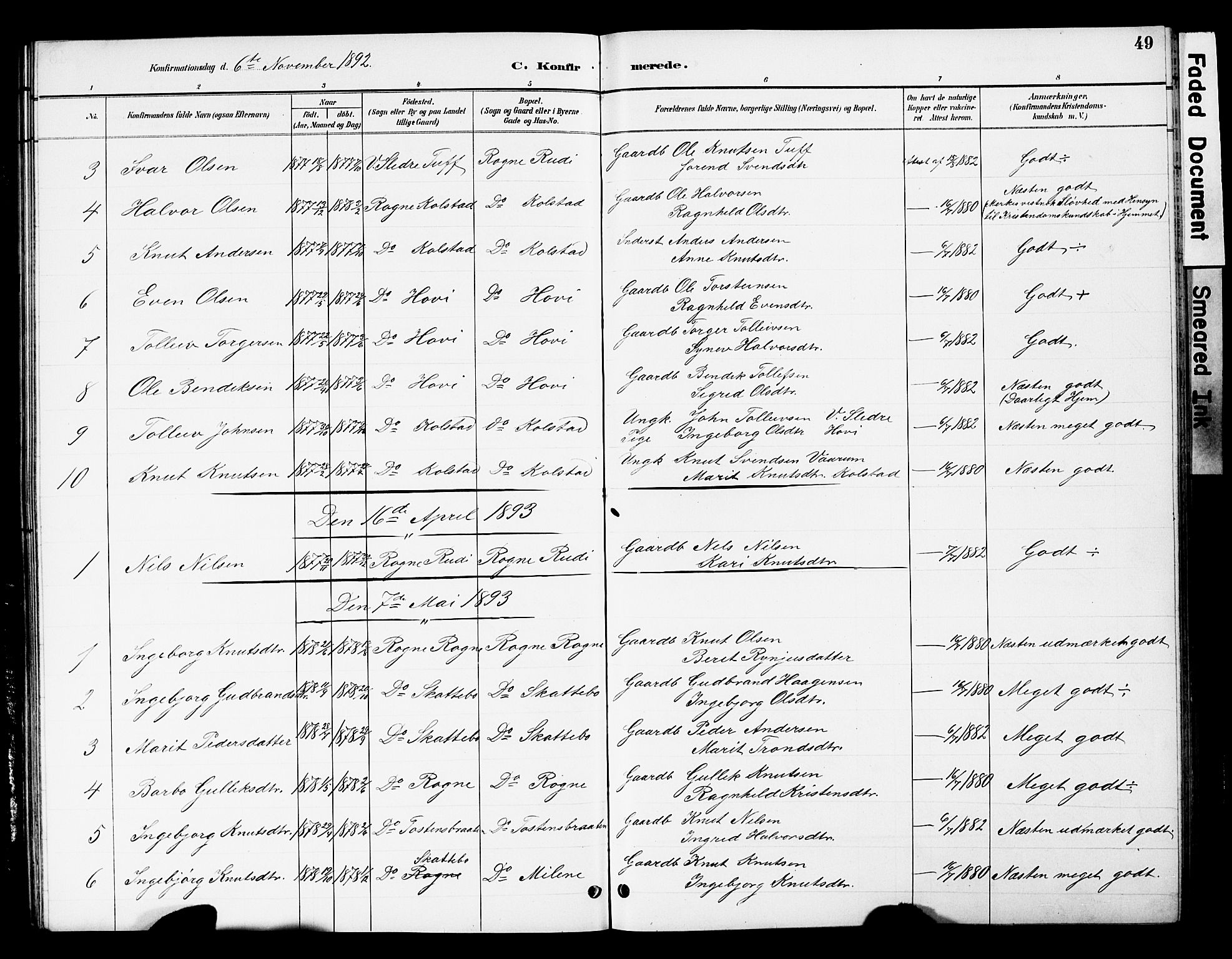 Øystre Slidre prestekontor, AV/SAH-PREST-138/H/Ha/Hab/L0005: Klokkerbok nr. 5, 1887-1910, s. 49
