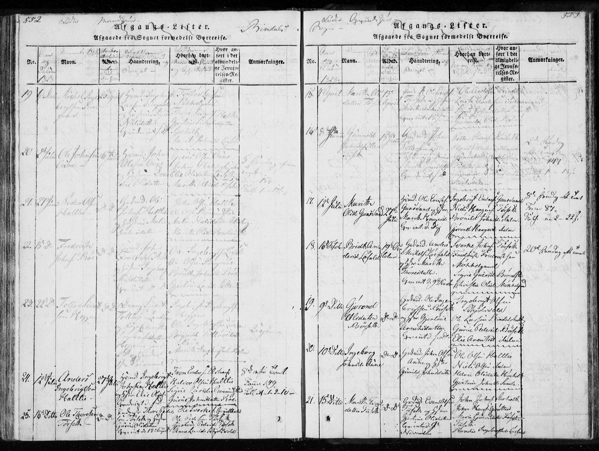 Ministerialprotokoller, klokkerbøker og fødselsregistre - Møre og Romsdal, SAT/A-1454/595/L1041: Ministerialbok nr. 595A03, 1819-1829, s. 552-553