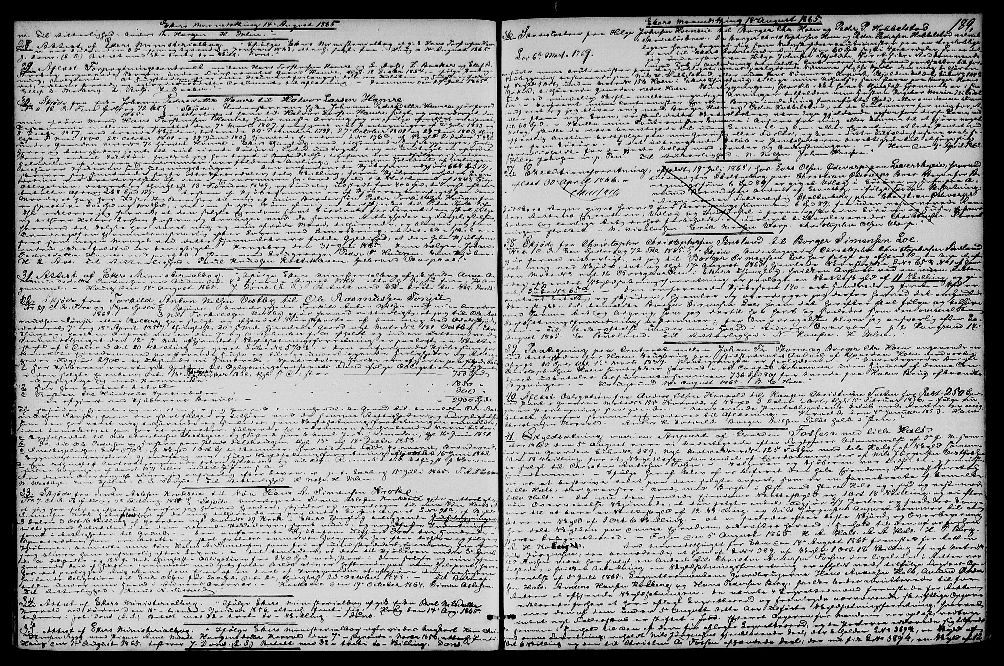 Eiker, Modum og Sigdal sorenskriveri, SAKO/A-123/G/Ga/Gaa/L0016a: Pantebok nr. I 16a, 1863-1867, s. 189