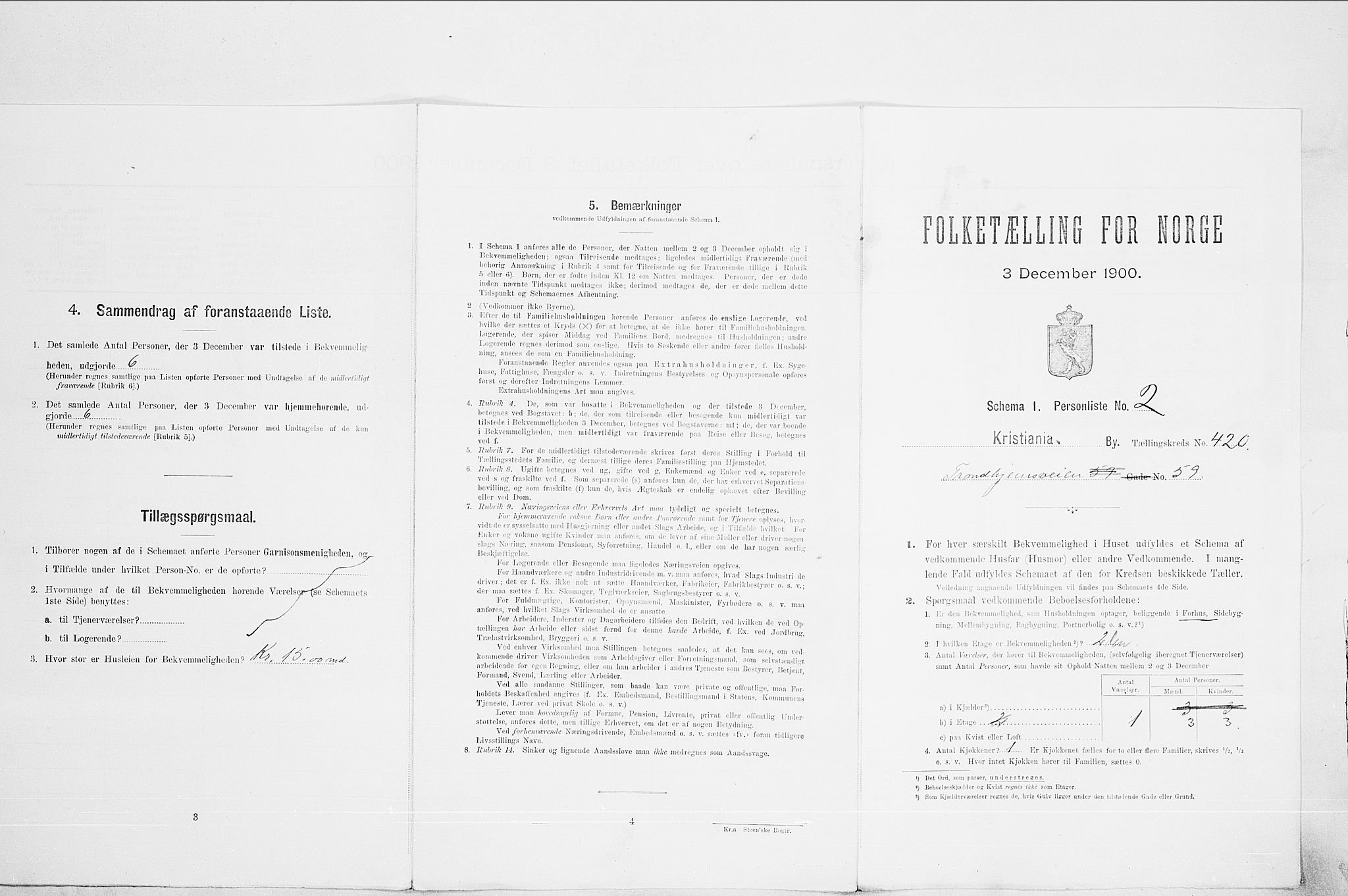 SAO, Folketelling 1900 for 0301 Kristiania kjøpstad, 1900, s. 105166