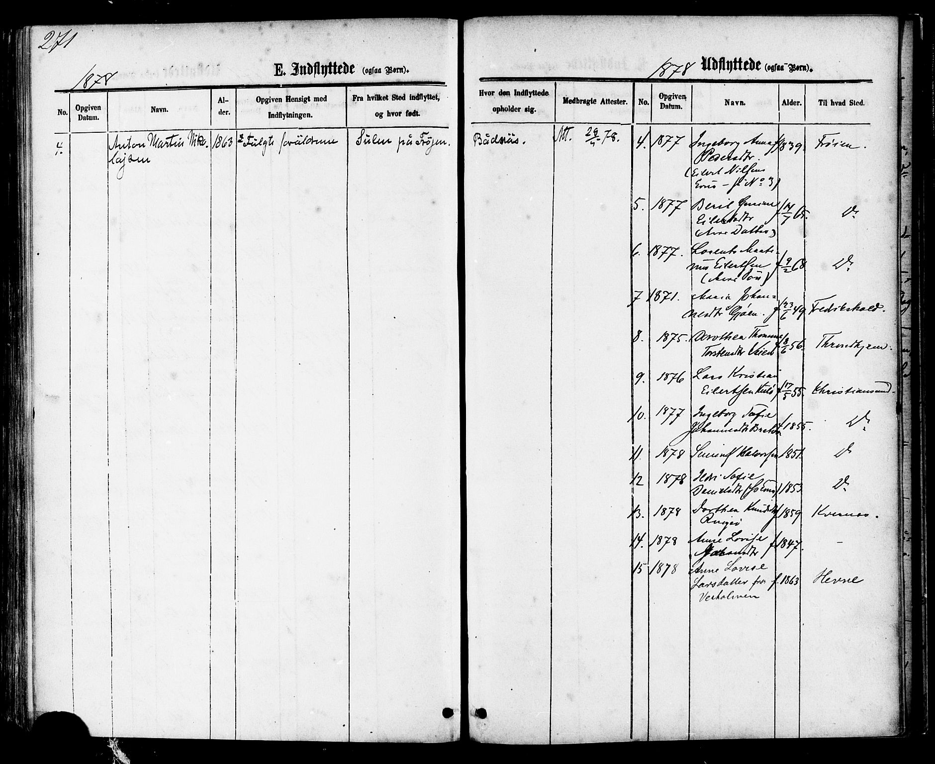 Ministerialprotokoller, klokkerbøker og fødselsregistre - Møre og Romsdal, AV/SAT-A-1454/581/L0938: Ministerialbok nr. 581A06, 1873-1879, s. 271