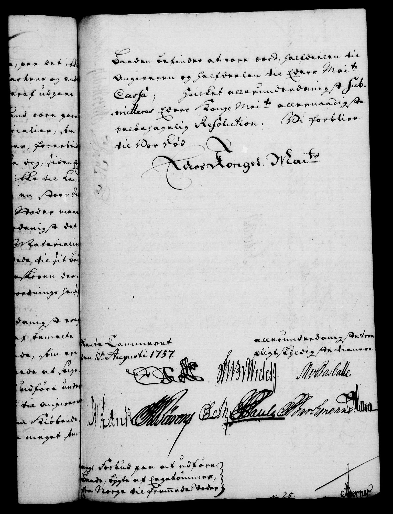 Rentekammeret, Kammerkanselliet, RA/EA-3111/G/Gf/Gfa/L0039: Norsk relasjons- og resolusjonsprotokoll (merket RK 52.39), 1757, s. 592