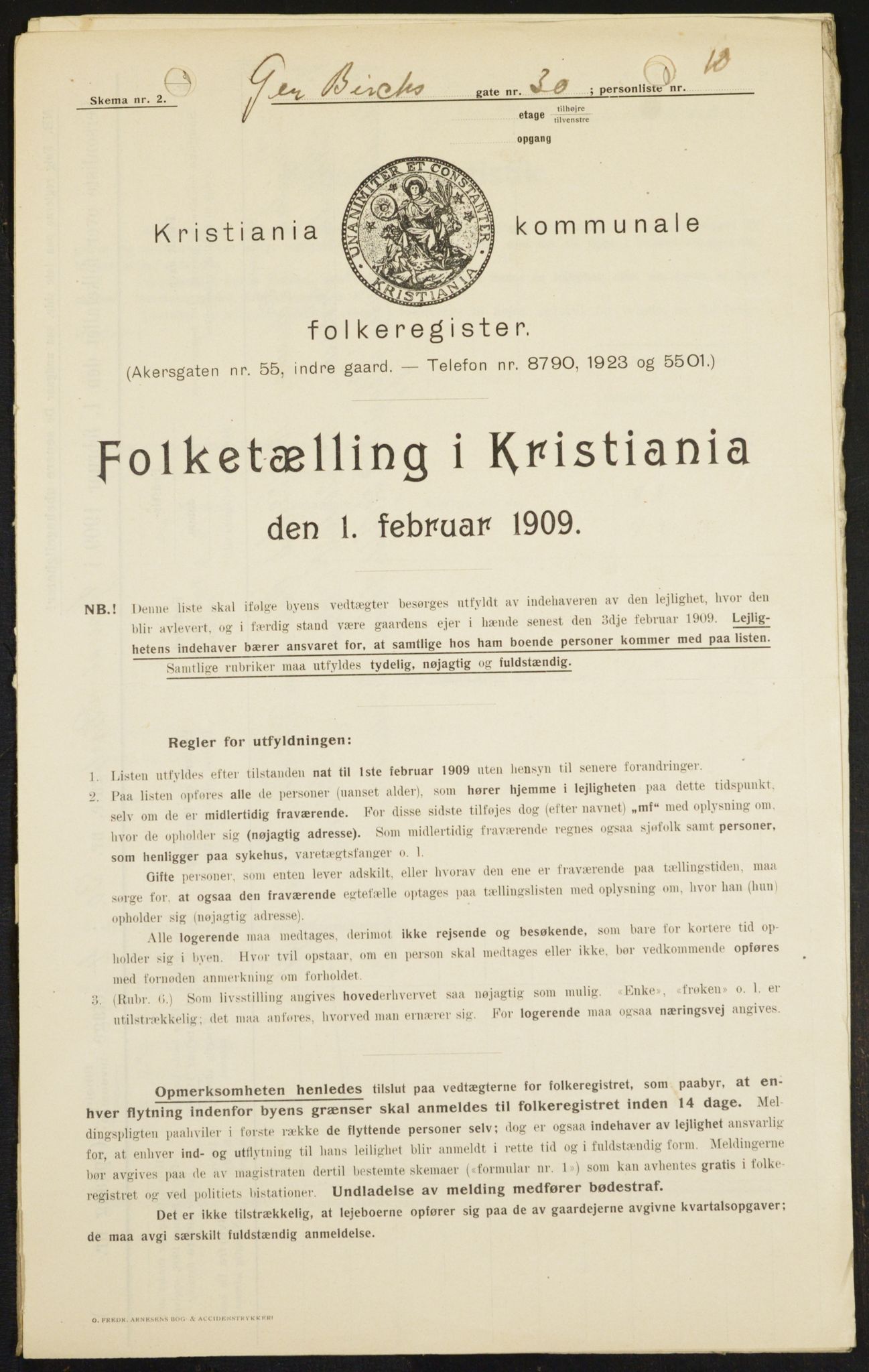 OBA, Kommunal folketelling 1.2.1909 for Kristiania kjøpstad, 1909, s. 26422