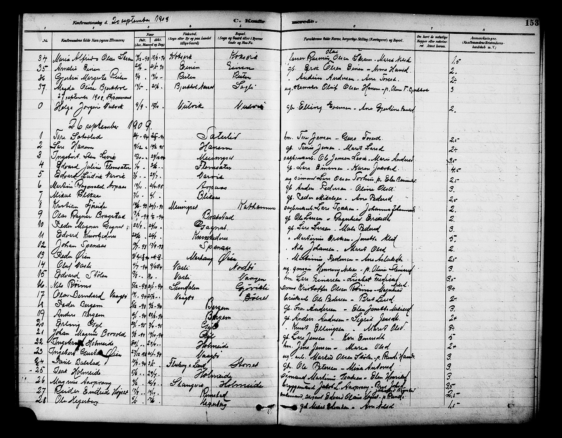 Ministerialprotokoller, klokkerbøker og fødselsregistre - Møre og Romsdal, SAT/A-1454/586/L0992: Klokkerbok nr. 586C03, 1892-1909, s. 153