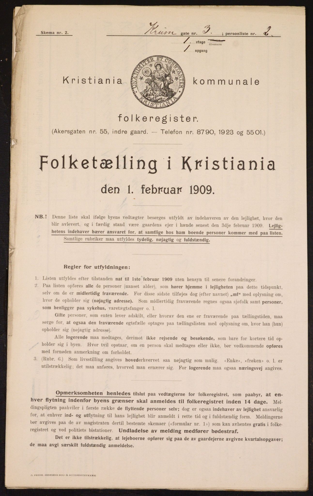 OBA, Kommunal folketelling 1.2.1909 for Kristiania kjøpstad, 1909, s. 50235