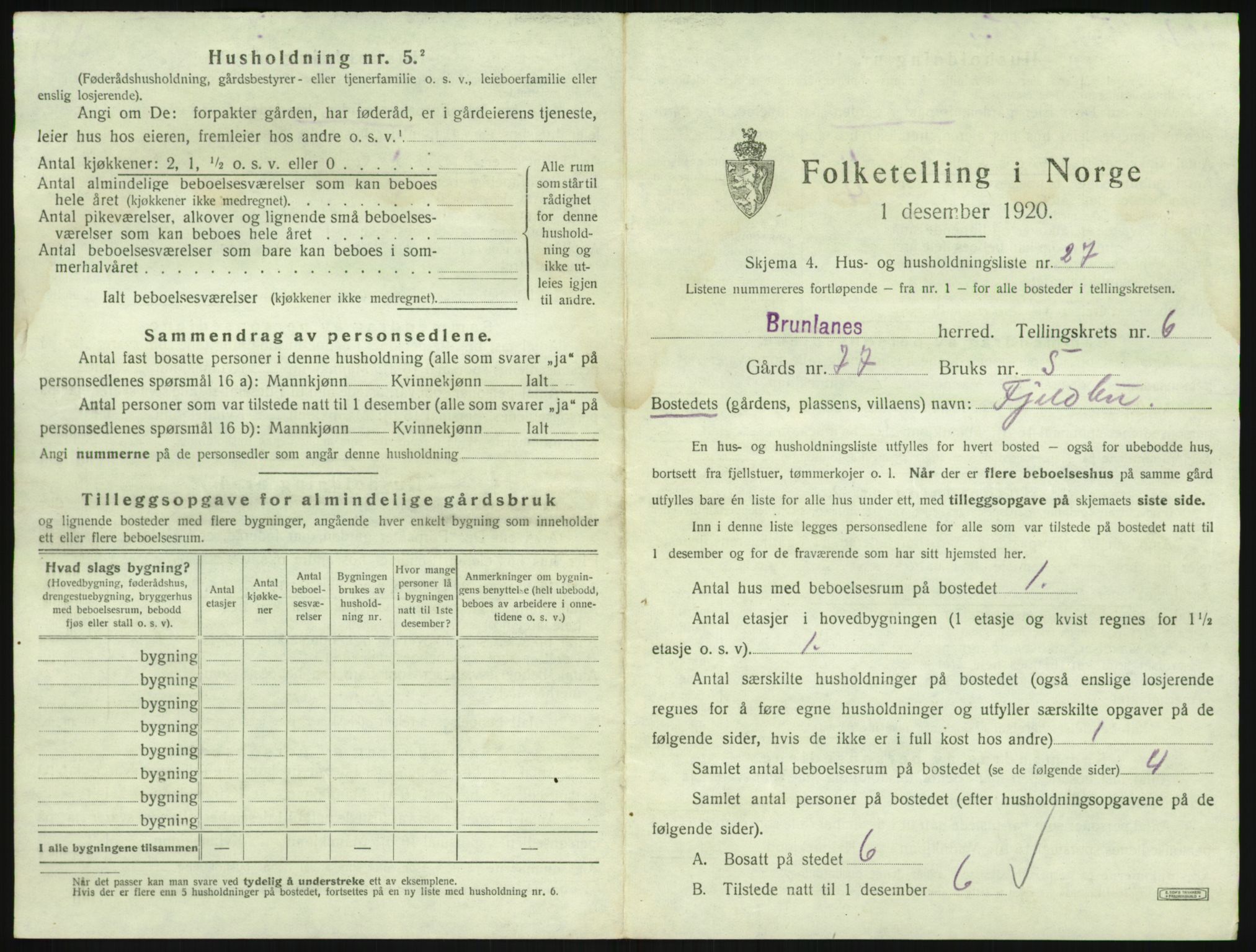 SAKO, Folketelling 1920 for 0726 Brunlanes herred, 1920, s. 917