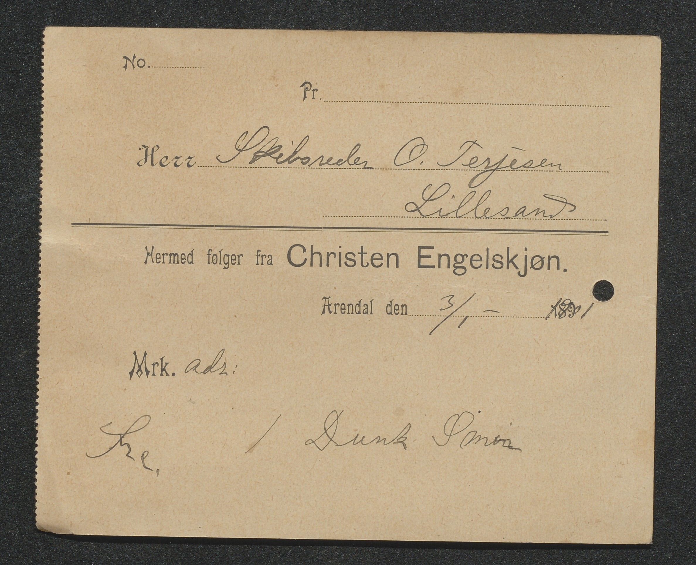 O. Terjesens rederi, AAKS/PA-2525/R/R02/L0002: Regnskapsbilag, 1899-1904