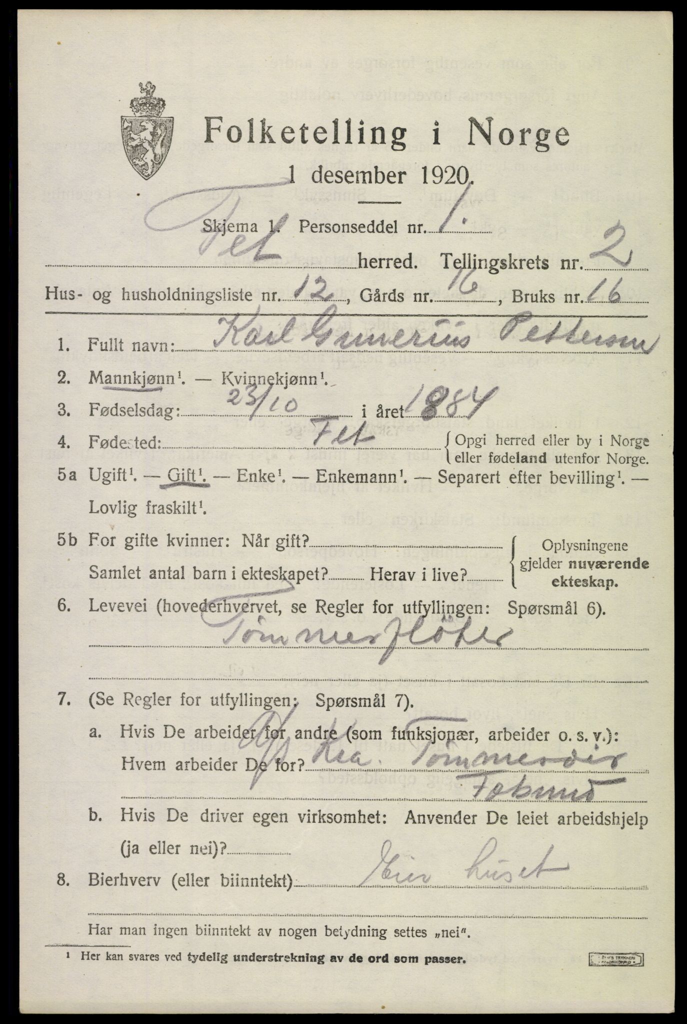 SAO, Folketelling 1920 for 0227 Fet herred, 1920, s. 2824