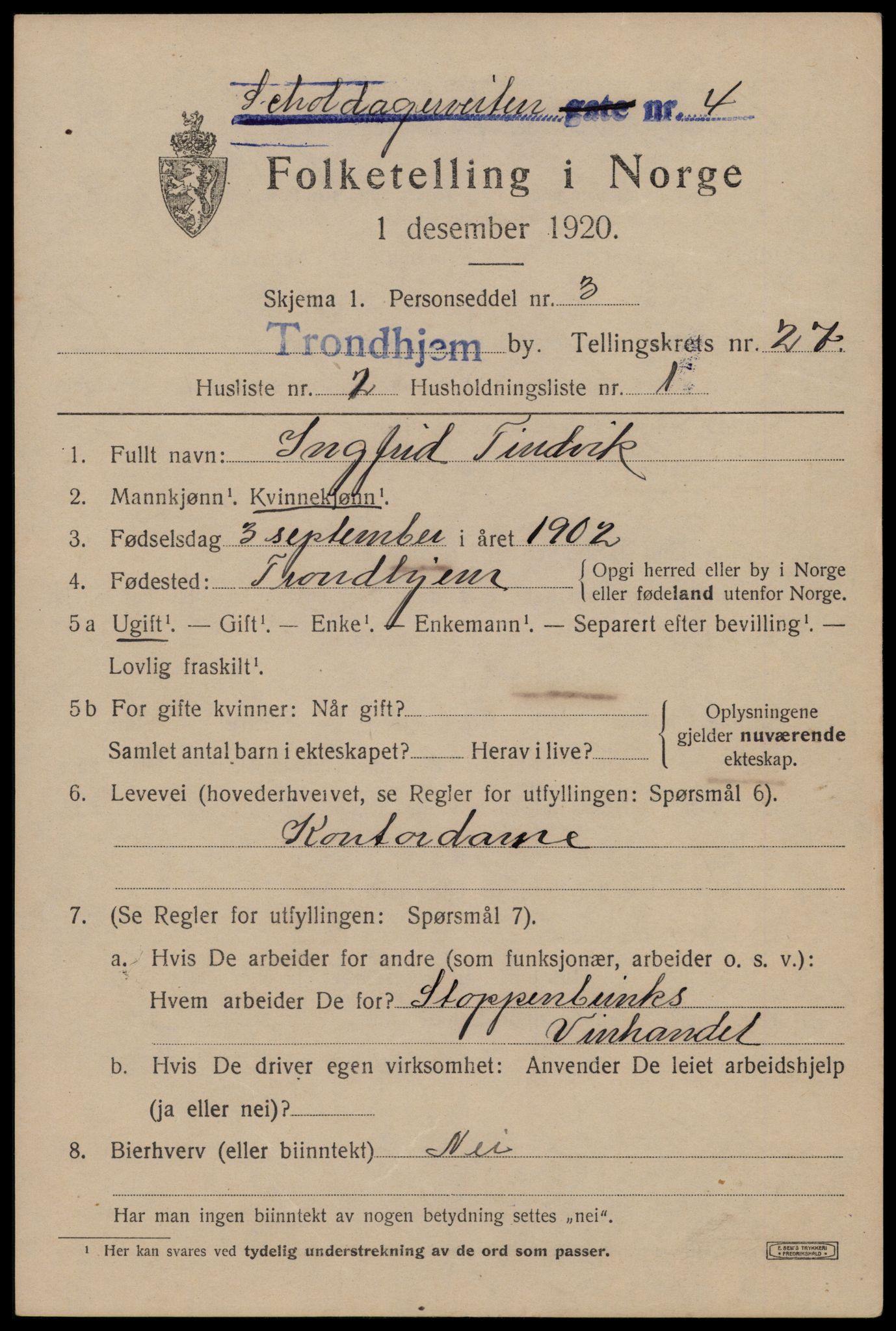 SAT, Folketelling 1920 for 1601 Trondheim kjøpstad, 1920, s. 68374