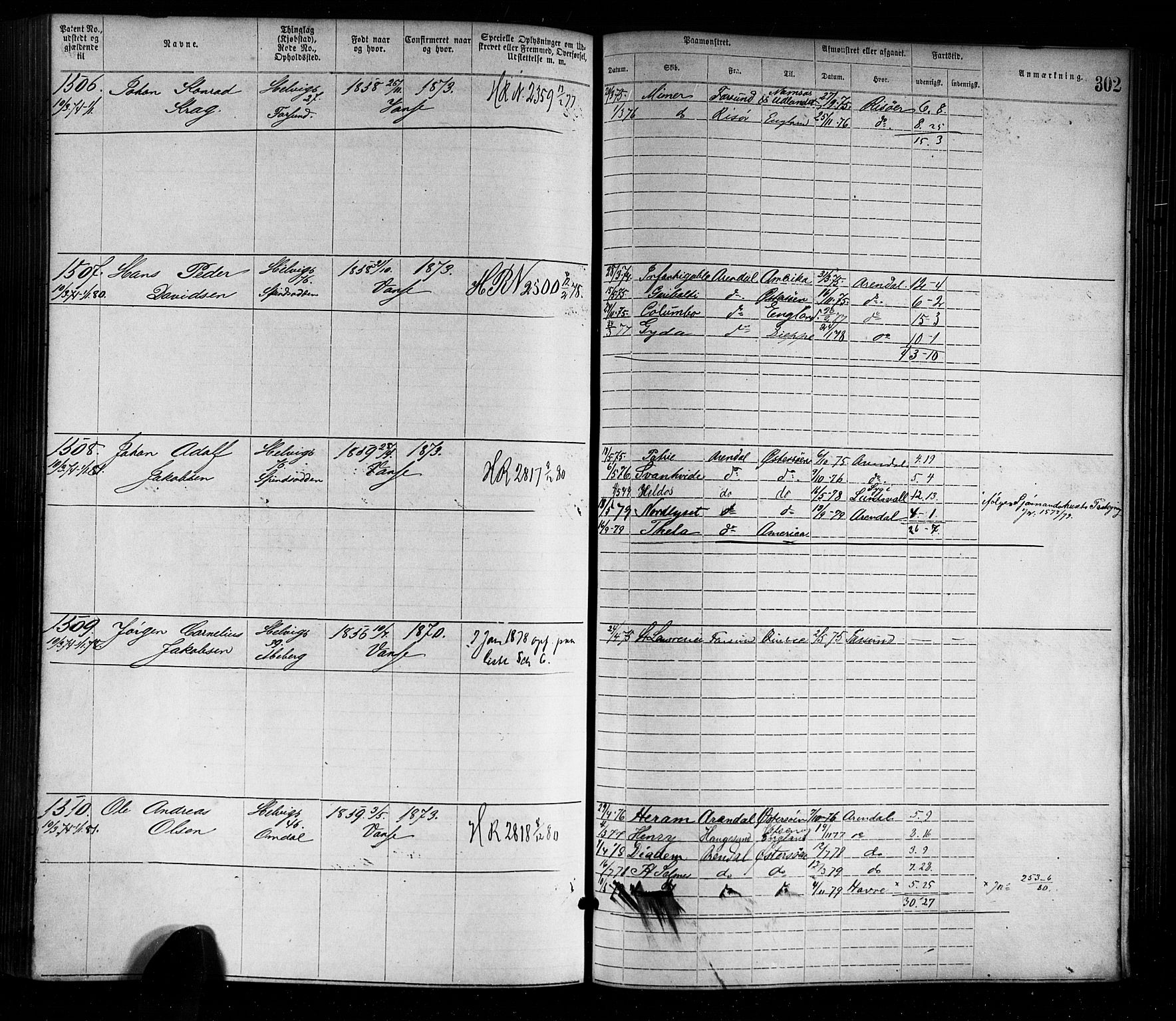 Farsund mønstringskrets, AV/SAK-2031-0017/F/Fa/L0001: Annotasjonsrulle nr 1-1920 med register, M-1, 1869-1877, s. 334