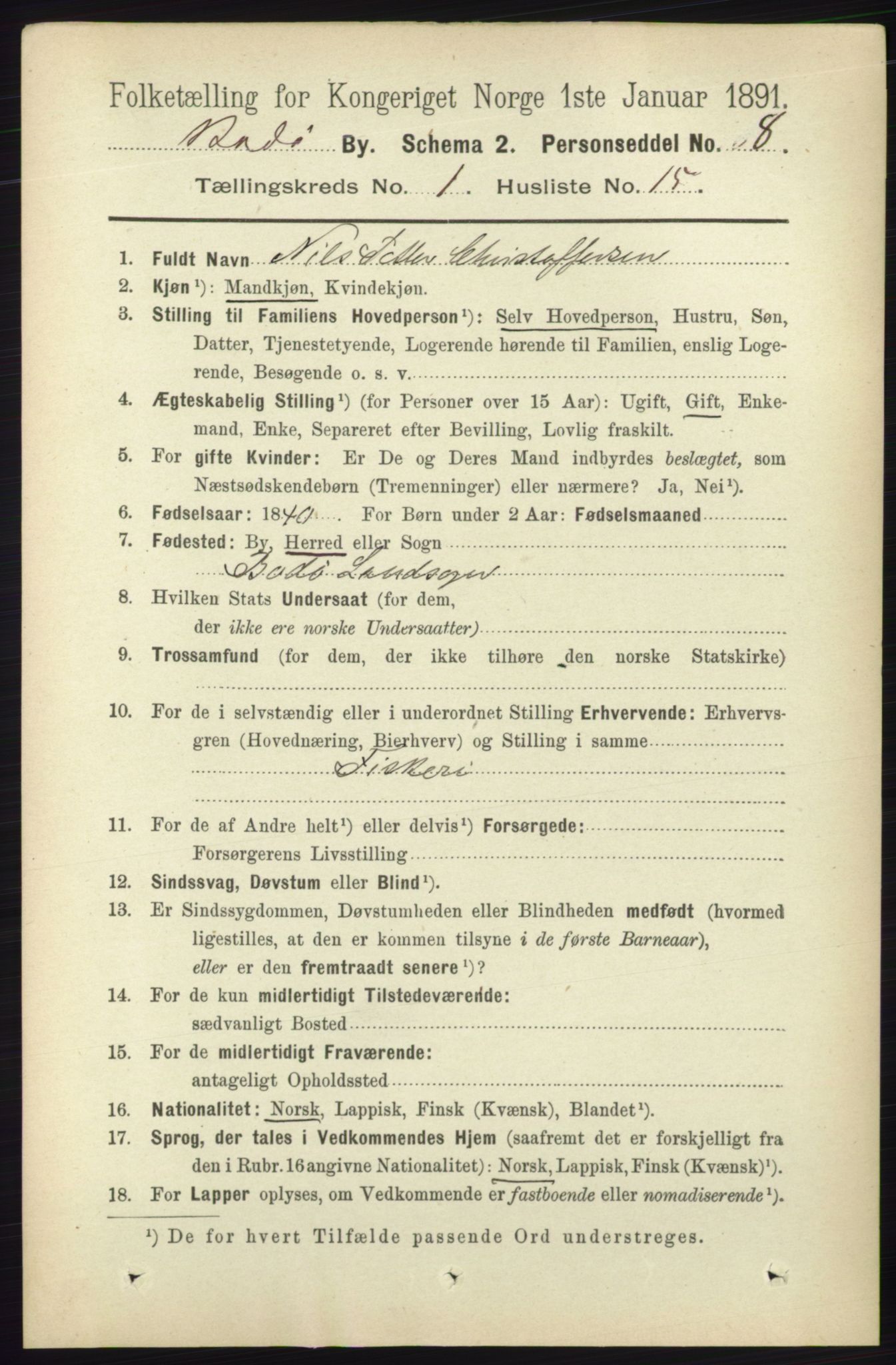 RA, Folketelling 1891 for 1804 Bodø kjøpstad, 1891, s. 307