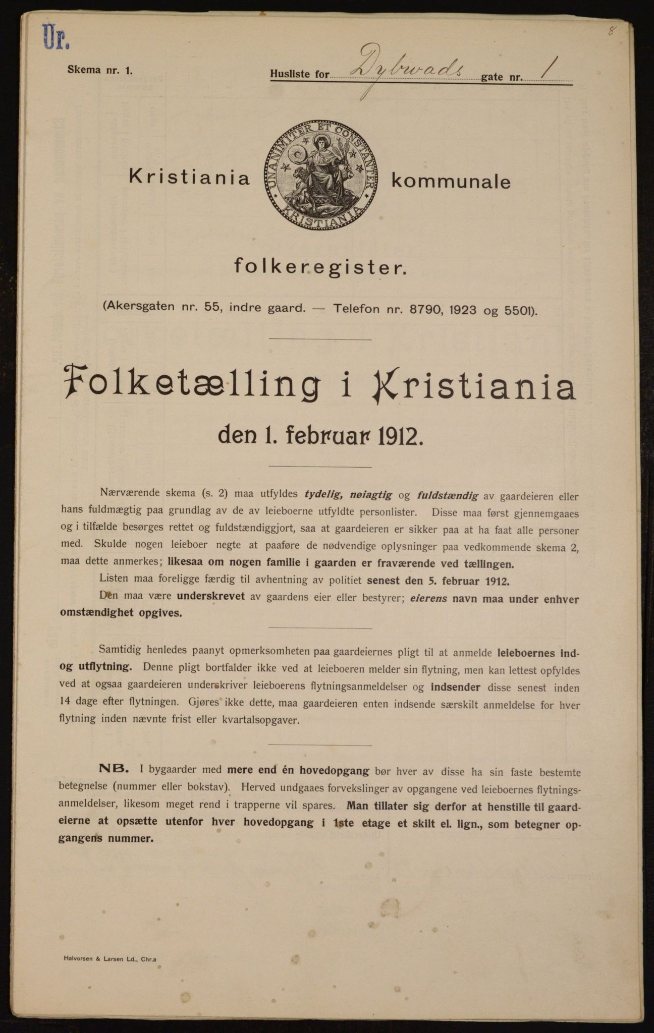 OBA, Kommunal folketelling 1.2.1912 for Kristiania, 1912, s. 17361