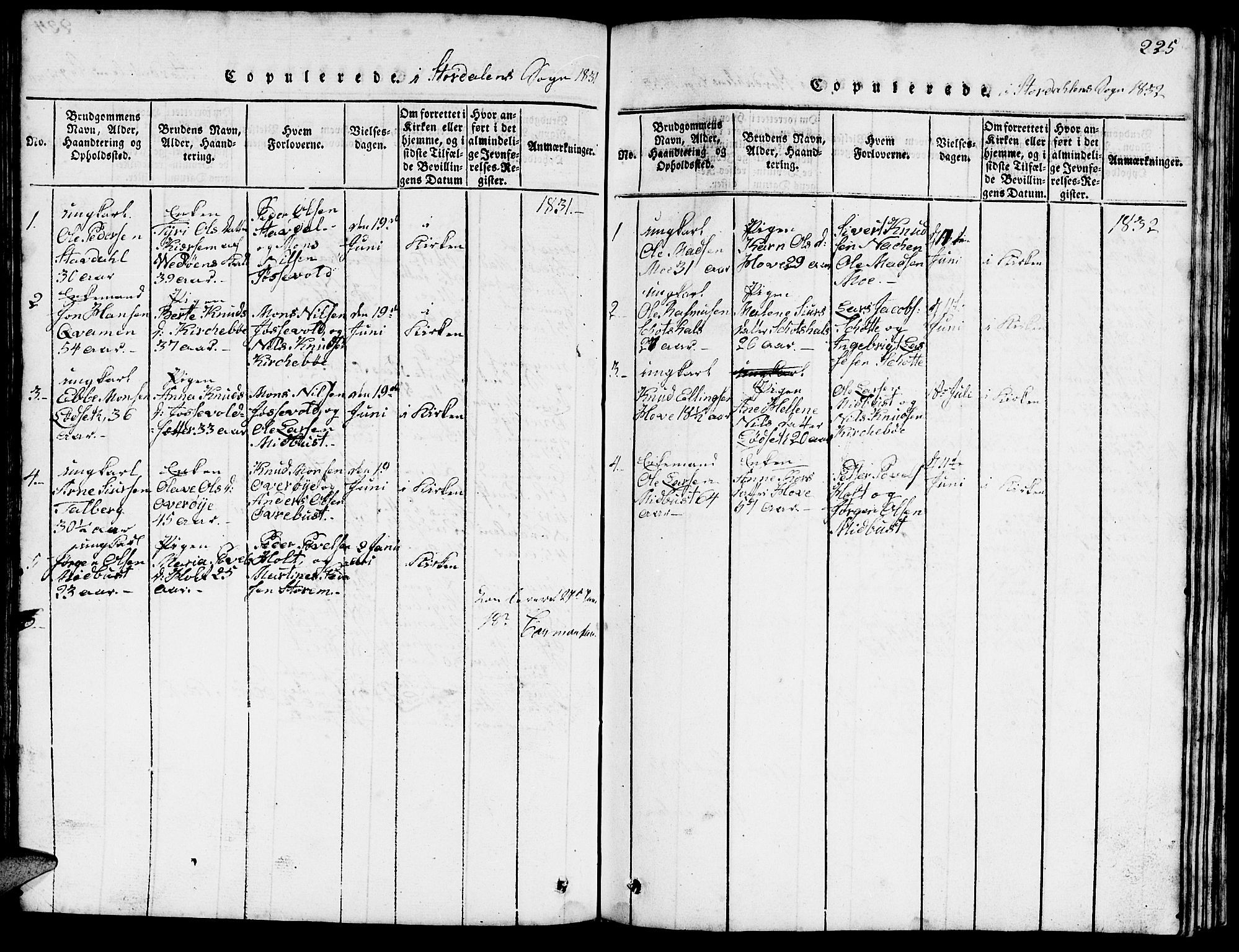 Ministerialprotokoller, klokkerbøker og fødselsregistre - Møre og Romsdal, AV/SAT-A-1454/520/L0289: Klokkerbok nr. 520C01, 1817-1837, s. 225