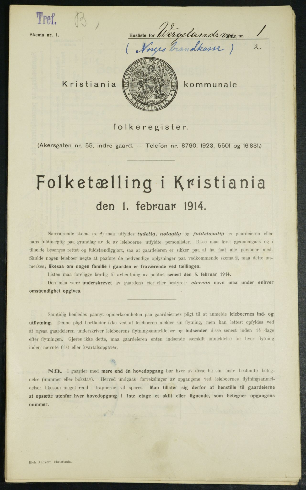 OBA, Kommunal folketelling 1.2.1914 for Kristiania, 1914, s. 128767