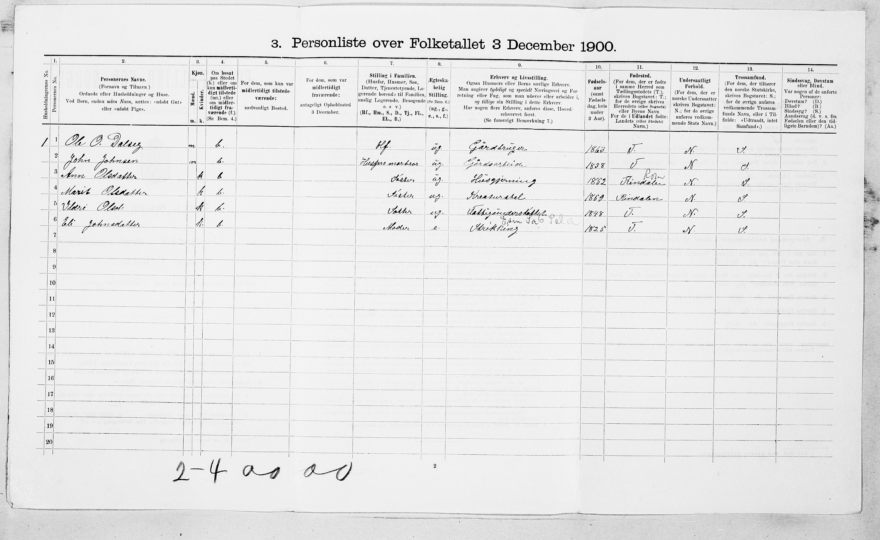 SAT, Folketelling 1900 for 1566 Surnadal herred, 1900, s. 154