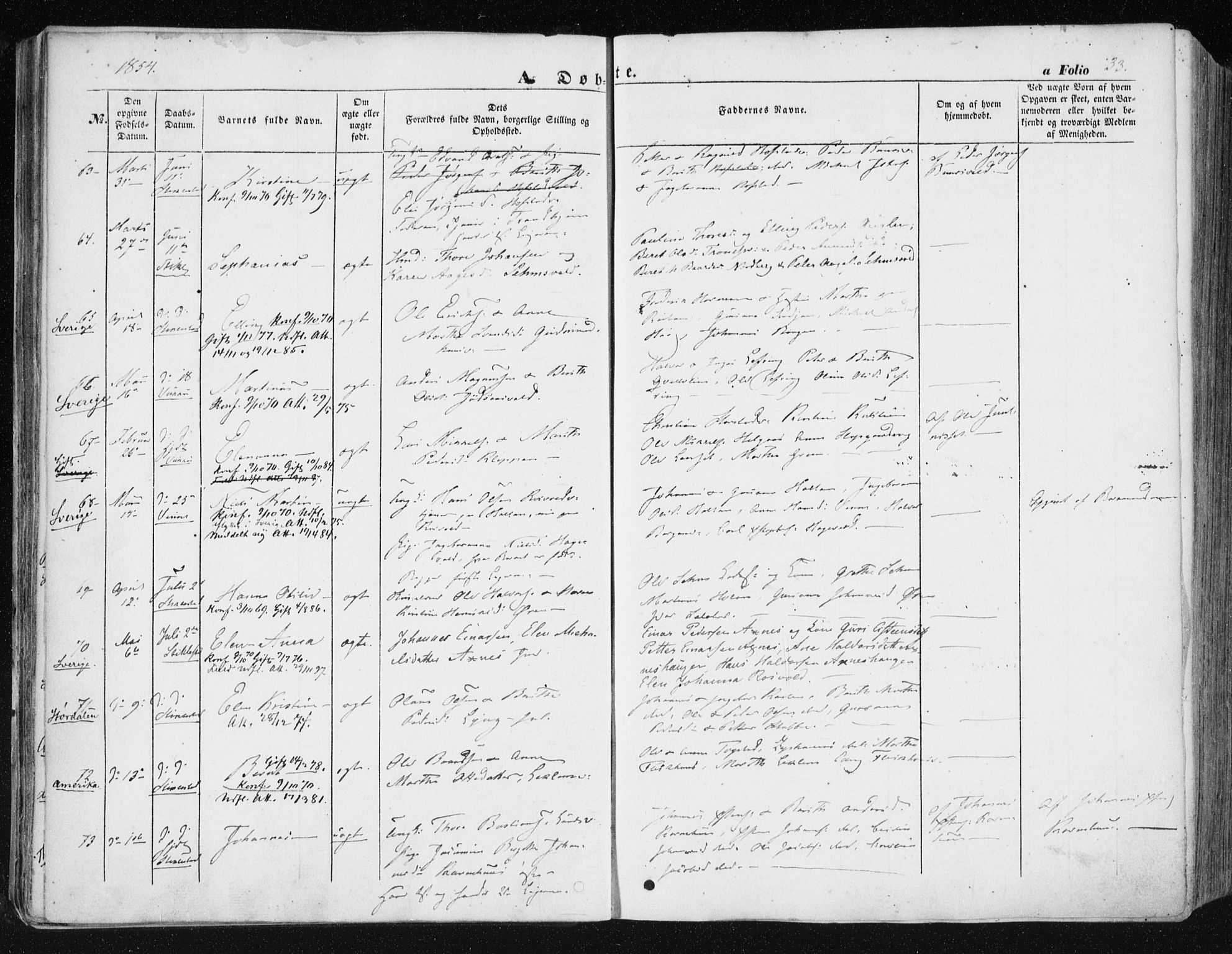 Ministerialprotokoller, klokkerbøker og fødselsregistre - Nord-Trøndelag, AV/SAT-A-1458/723/L0240: Ministerialbok nr. 723A09, 1852-1860, s. 33