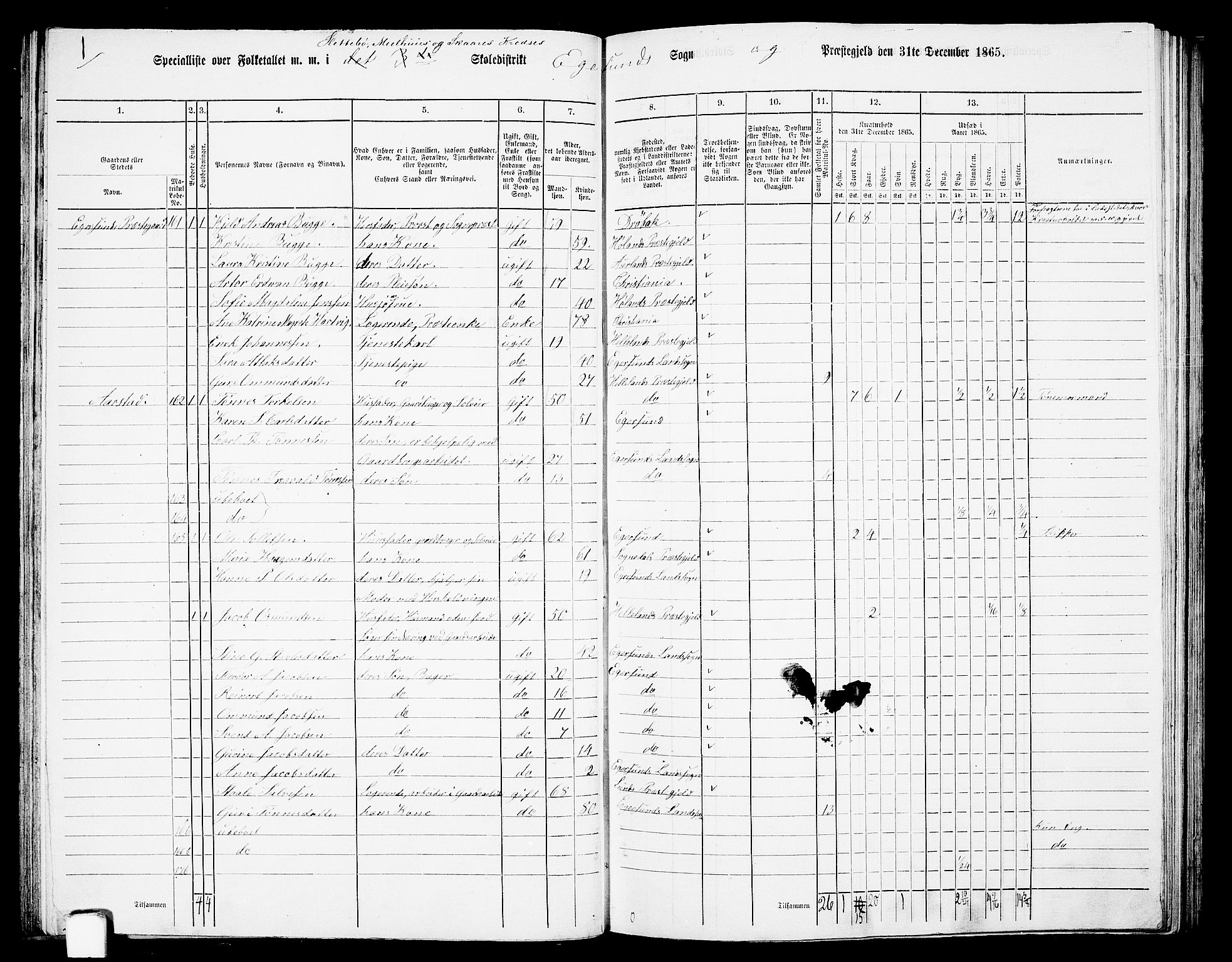 RA, Folketelling 1865 for 1116L Eigersund prestegjeld, Eigersund landsokn og Ogna sokn, 1865, s. 57