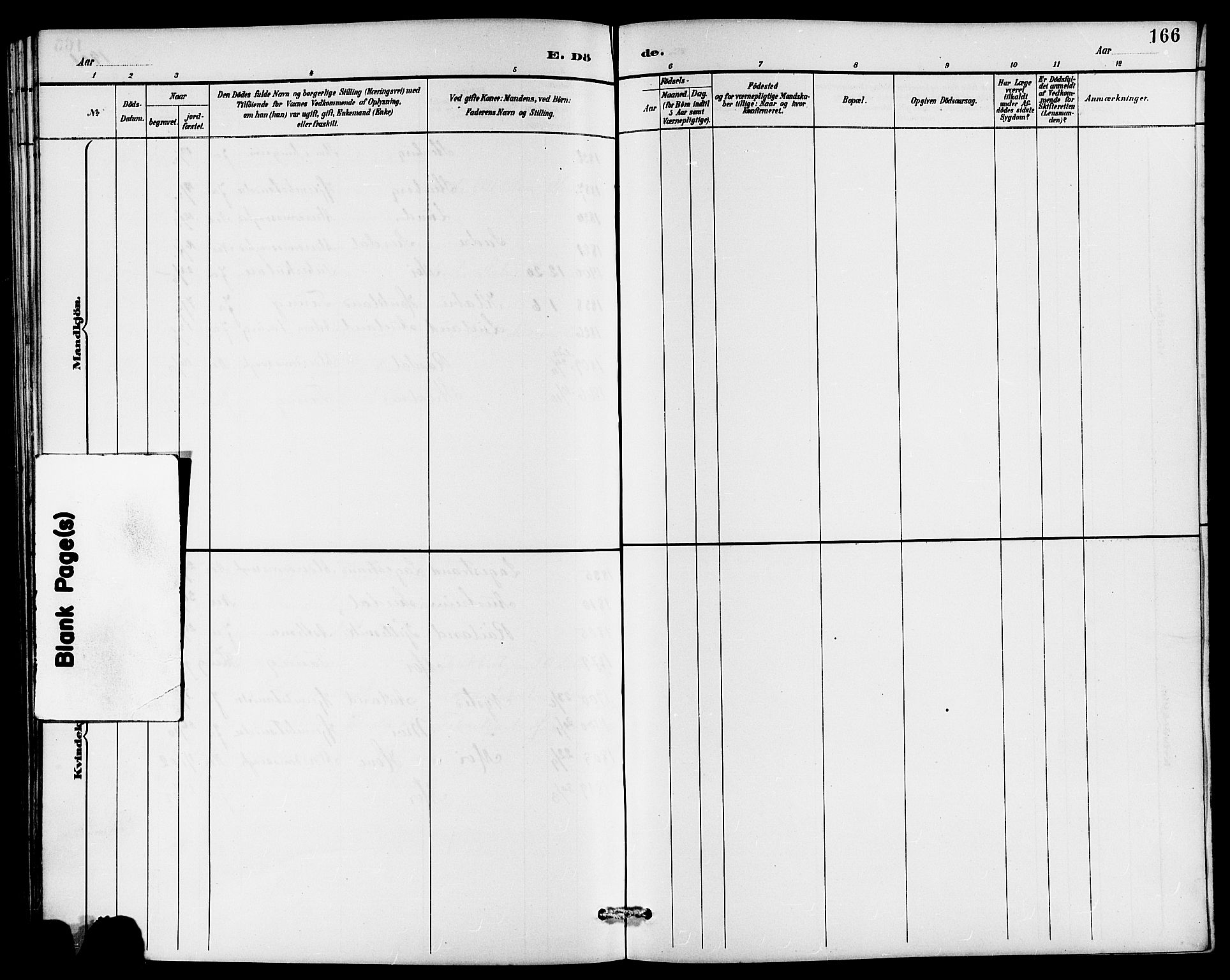 Lund sokneprestkontor, AV/SAST-A-101809/S07/L0006: Klokkerbok nr. B 6, 1885-1901, s. 166