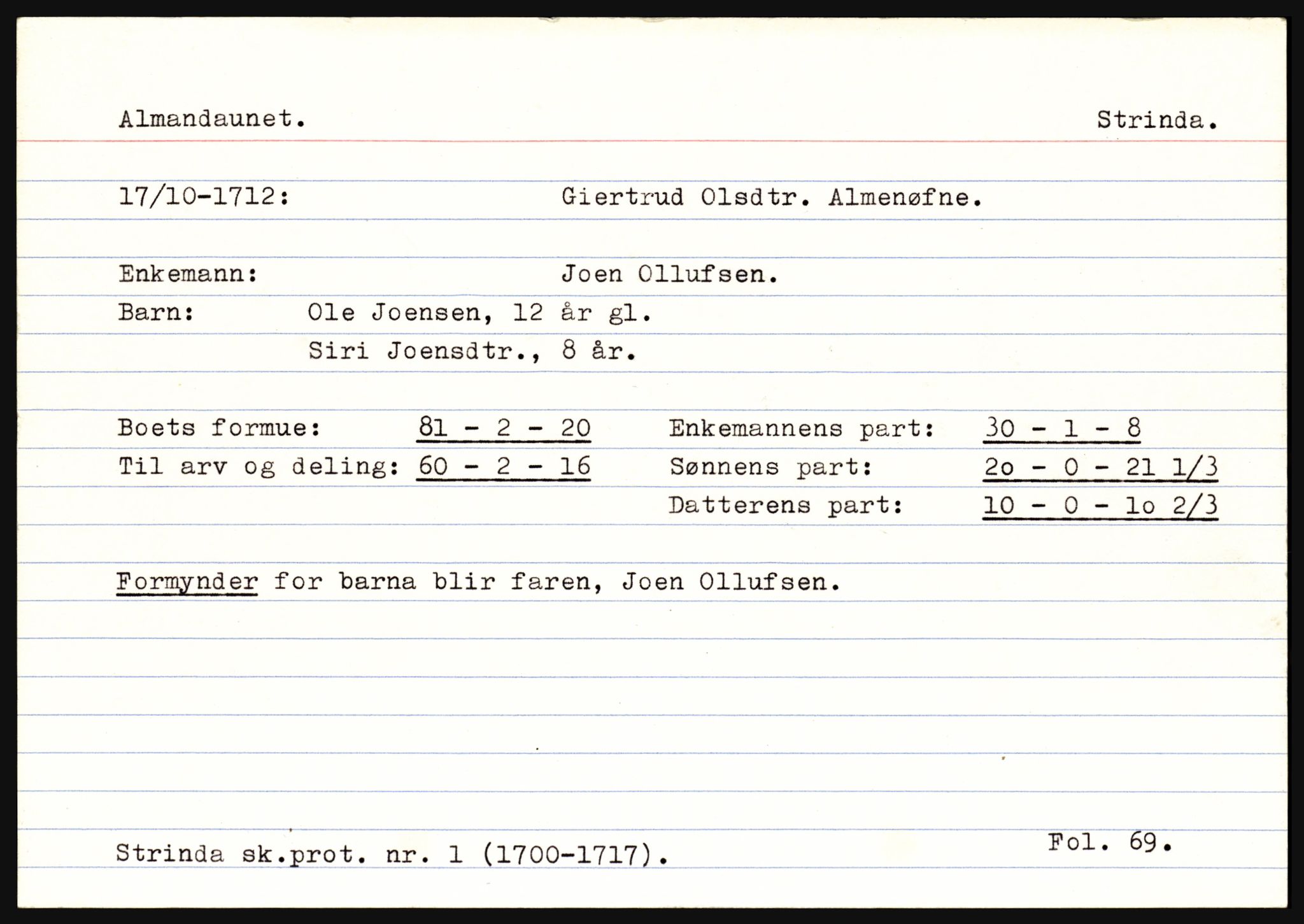 Strinda og Selbu sorenskriveri, AV/SAT-A-0015/3, 1700-1744, s. 5