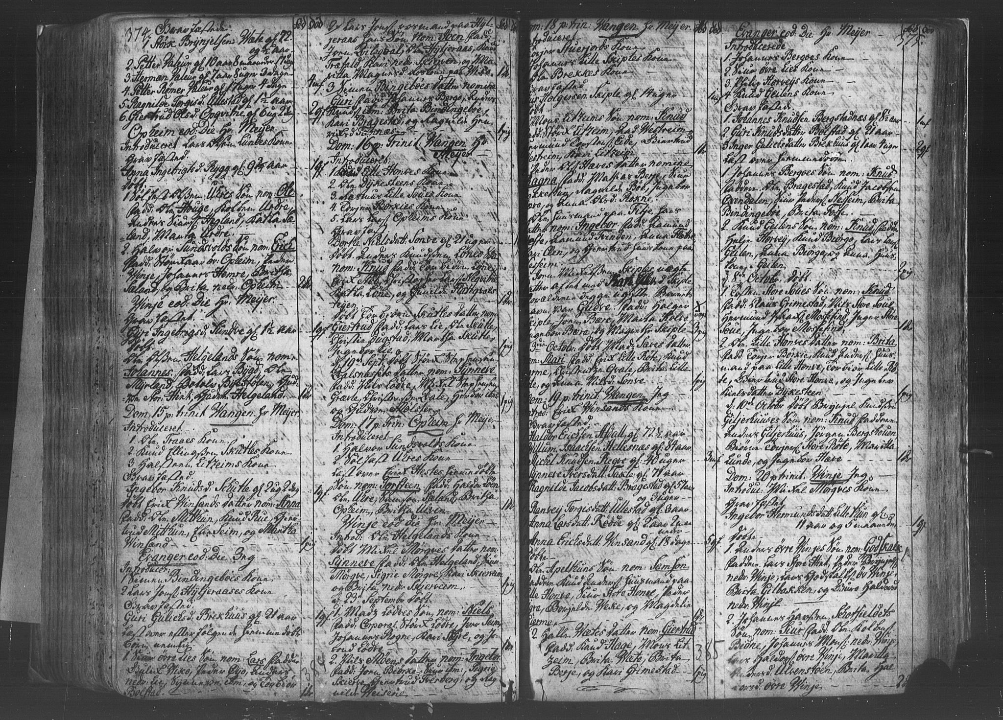 Voss sokneprestembete, SAB/A-79001/H/Haa: Ministerialbok nr. A 8, 1752-1780, s. 374-375