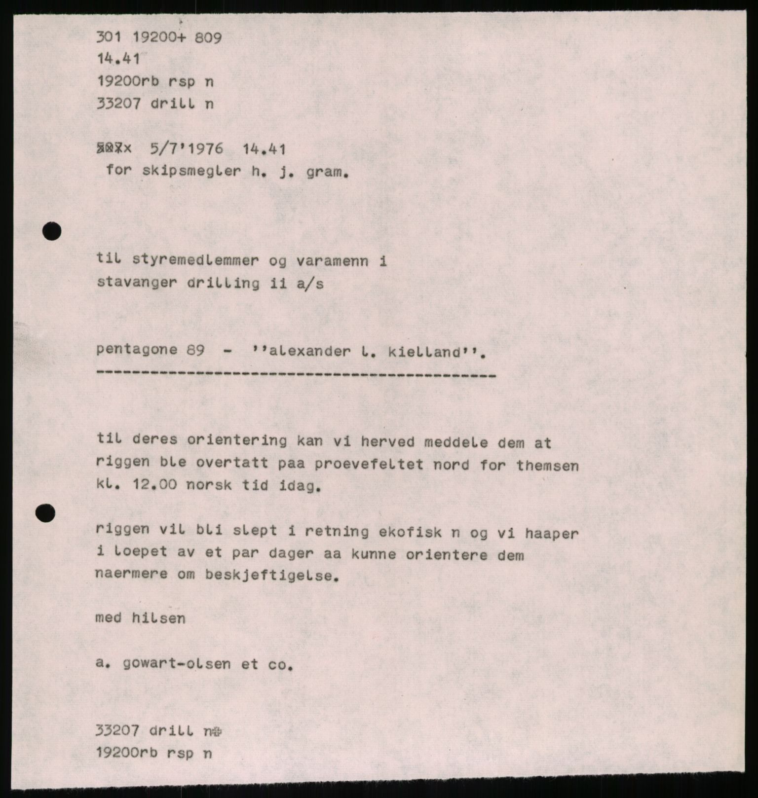 Pa 1503 - Stavanger Drilling AS, SAST/A-101906/A/Ab/Abc/L0006: Styrekorrespondanse Stavanger Drilling II A/S, 1974-1977, s. 278