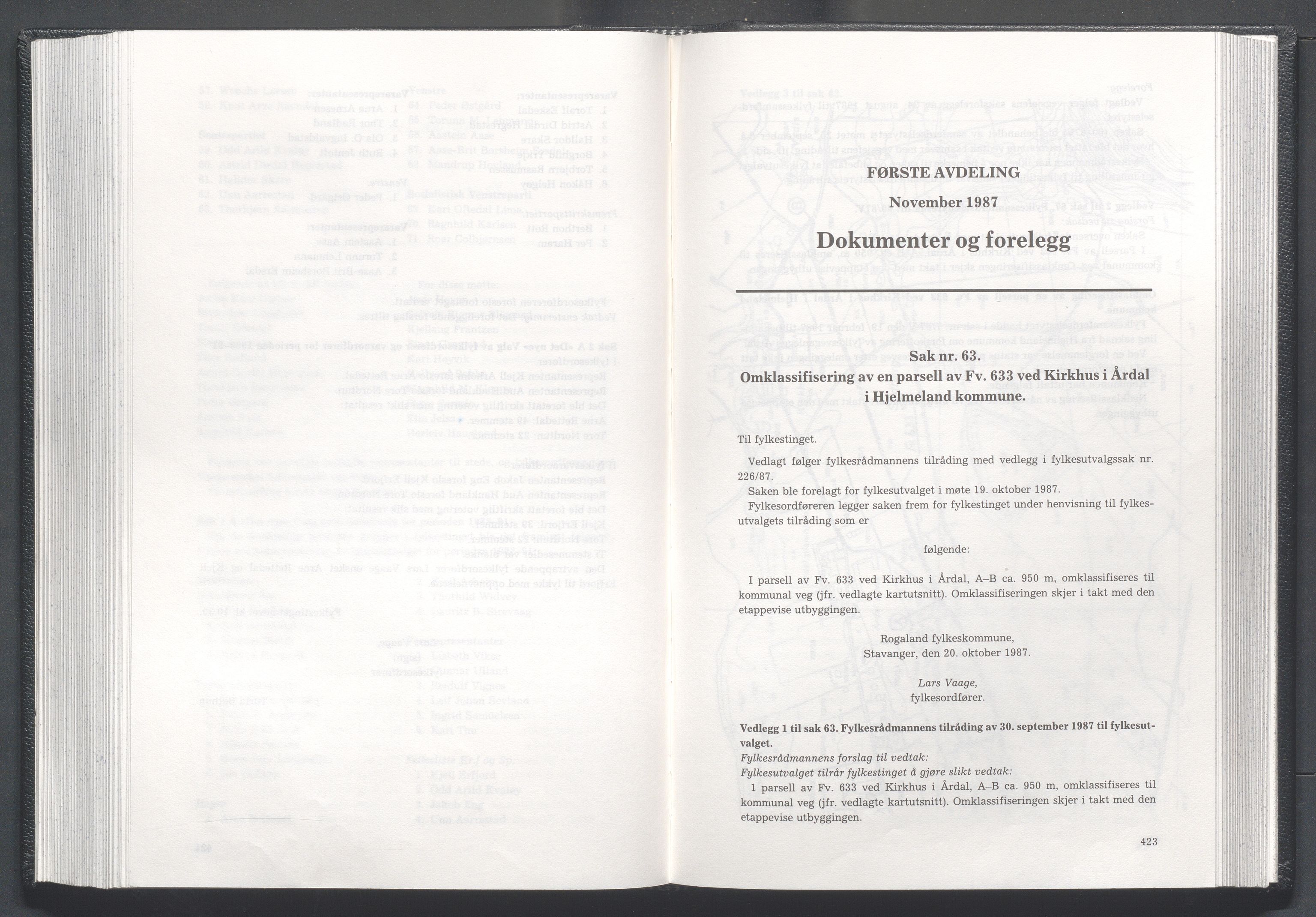 Rogaland fylkeskommune - Fylkesrådmannen , IKAR/A-900/A/Aa/Aaa/L0107: Møtebok , 1987, s. 422-423