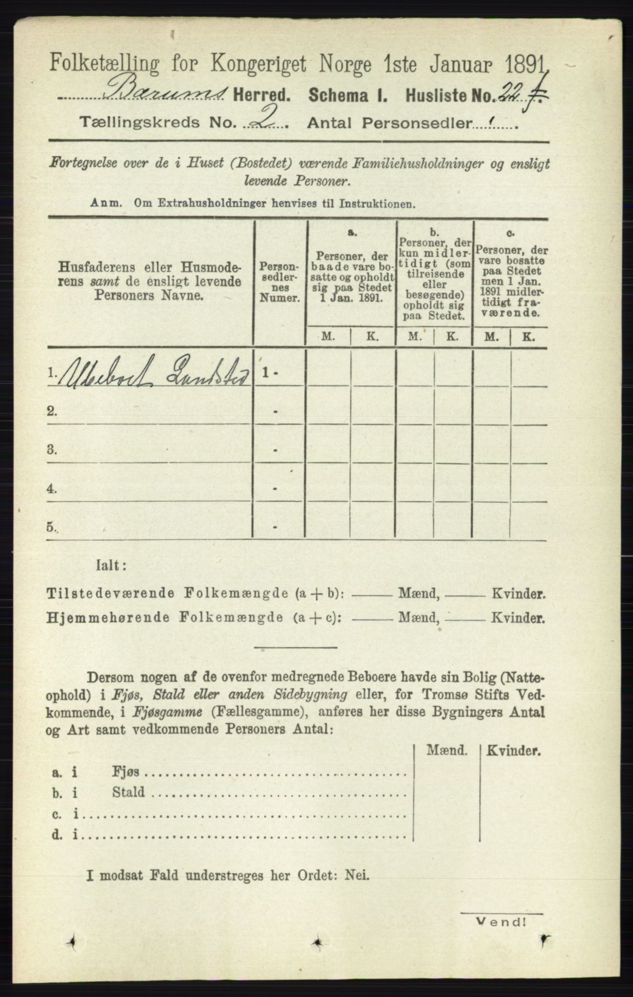 RA, Folketelling 1891 for 0219 Bærum herred, 1891, s. 977