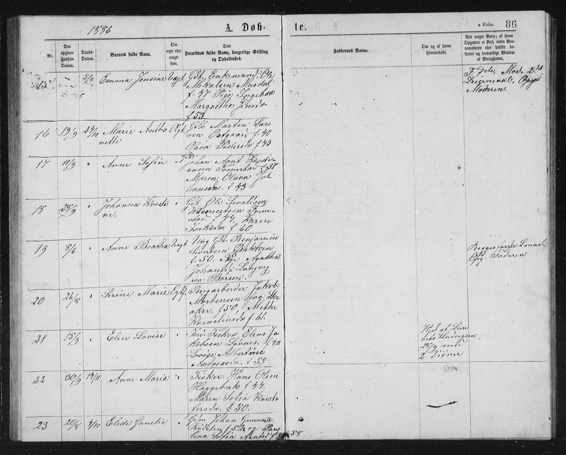 Ministerialprotokoller, klokkerbøker og fødselsregistre - Sør-Trøndelag, SAT/A-1456/662/L0756: Klokkerbok nr. 662C01, 1869-1891, s. 86