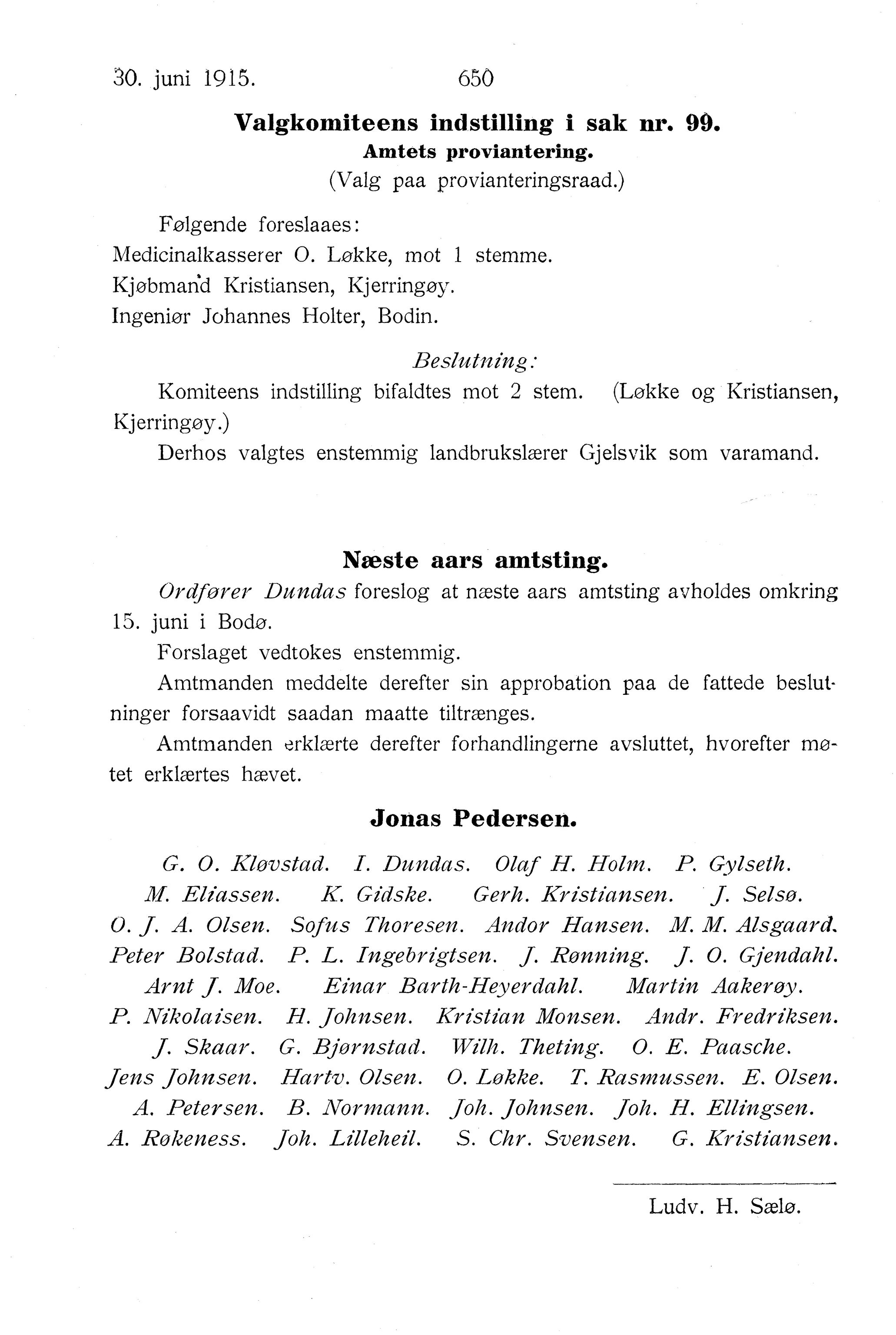 Nordland Fylkeskommune. Fylkestinget, AIN/NFK-17/176/A/Ac/L0038: Fylkestingsforhandlinger 1915, 1915