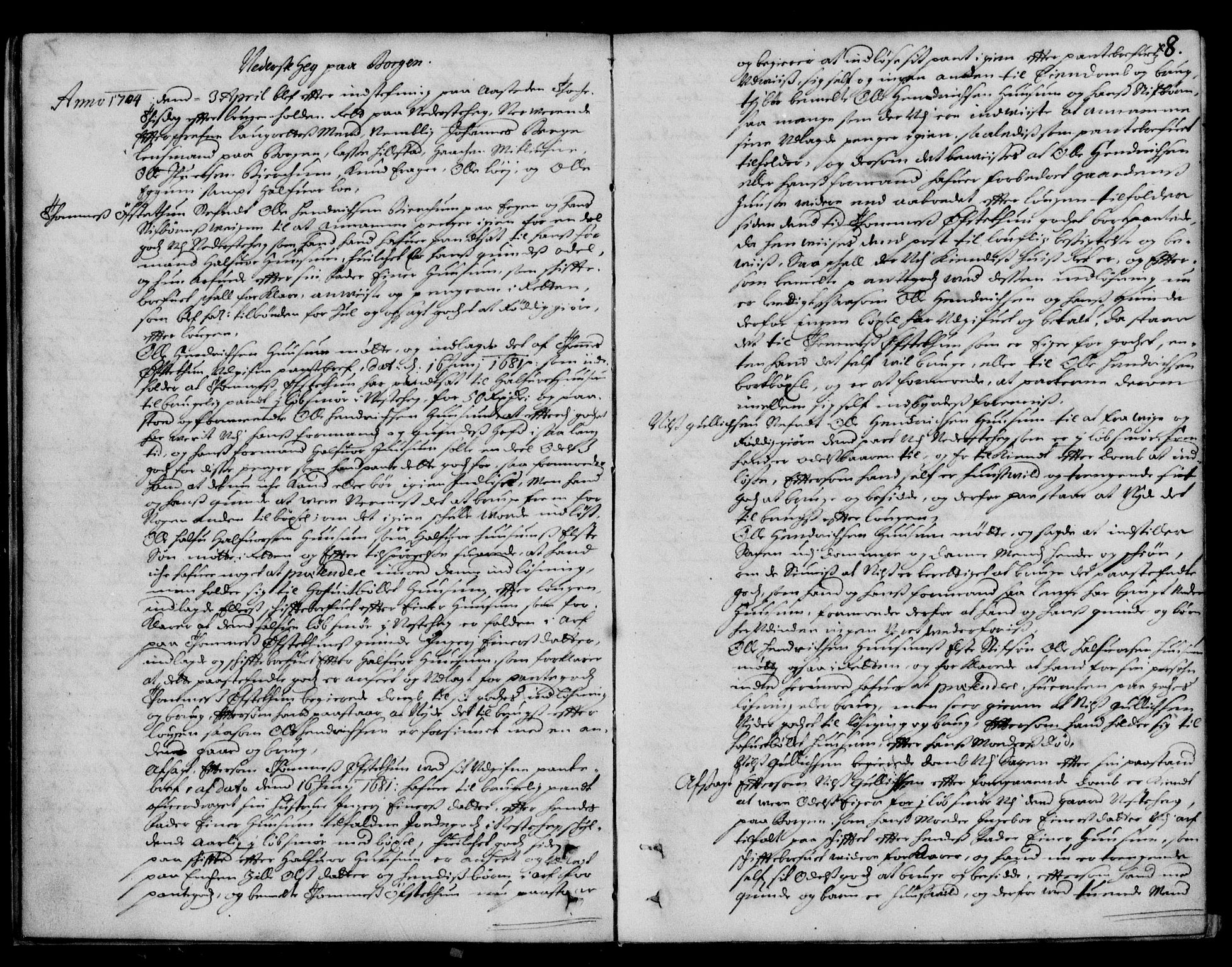 Indre Sogn tingrett, AV/SAB-A-3301/1/F/Fa/L0025: Tingbok 25, 1704-1707, s. 7b-8a