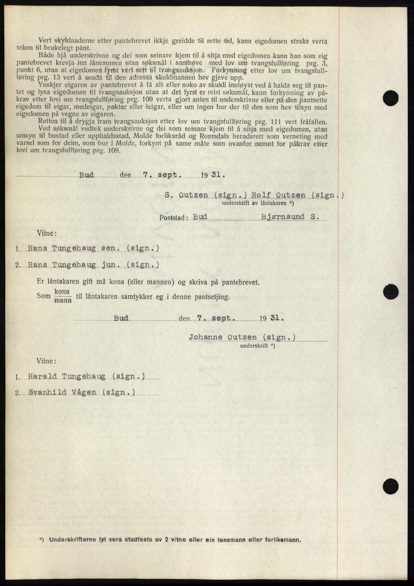 Romsdal sorenskriveri, AV/SAT-A-4149/1/2/2C/L0060: Pantebok nr. 54, 1931-1932, Tingl.dato: 15.09.1931