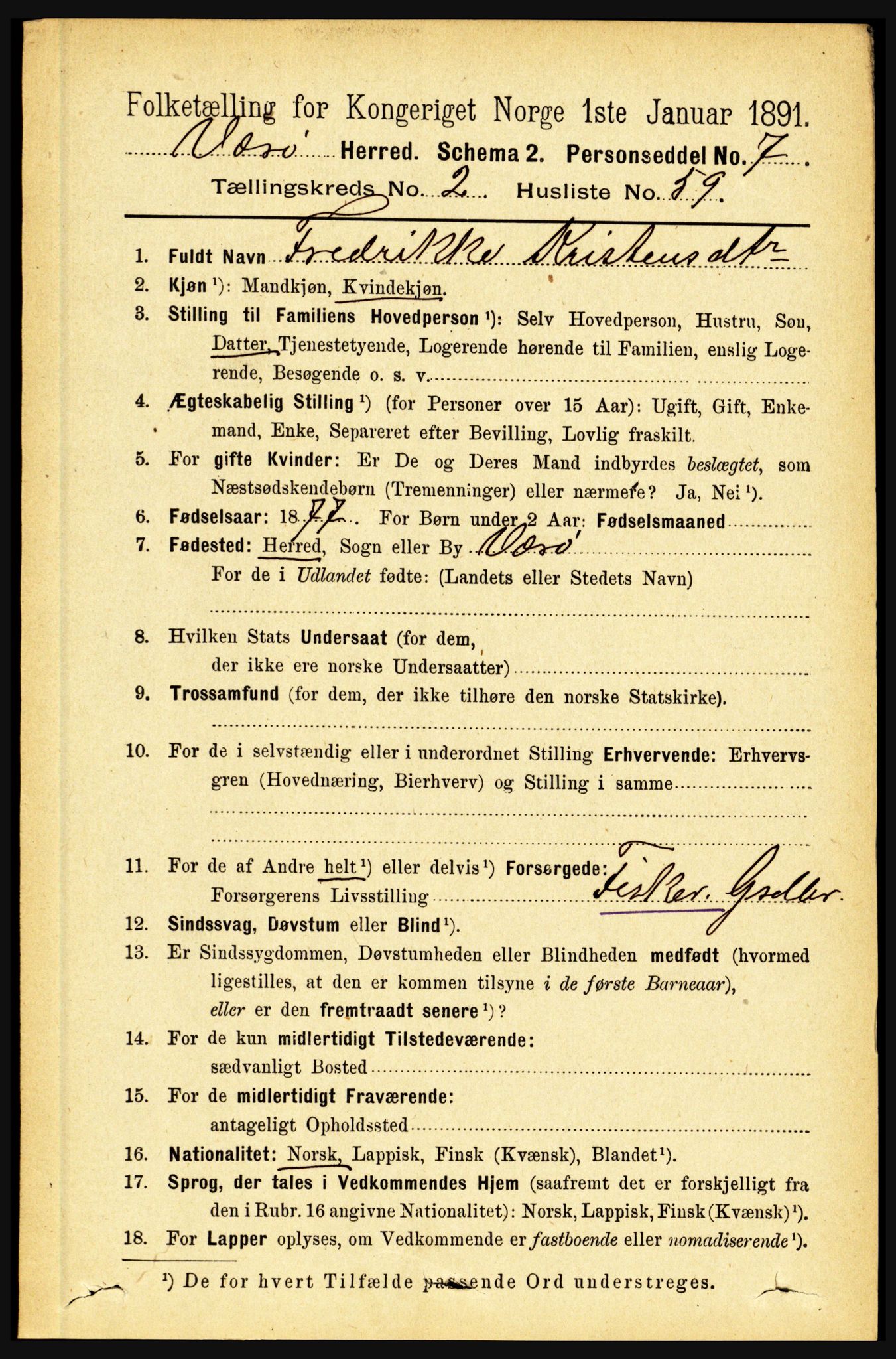 RA, Folketelling 1891 for 1857 Værøy herred, 1891, s. 691