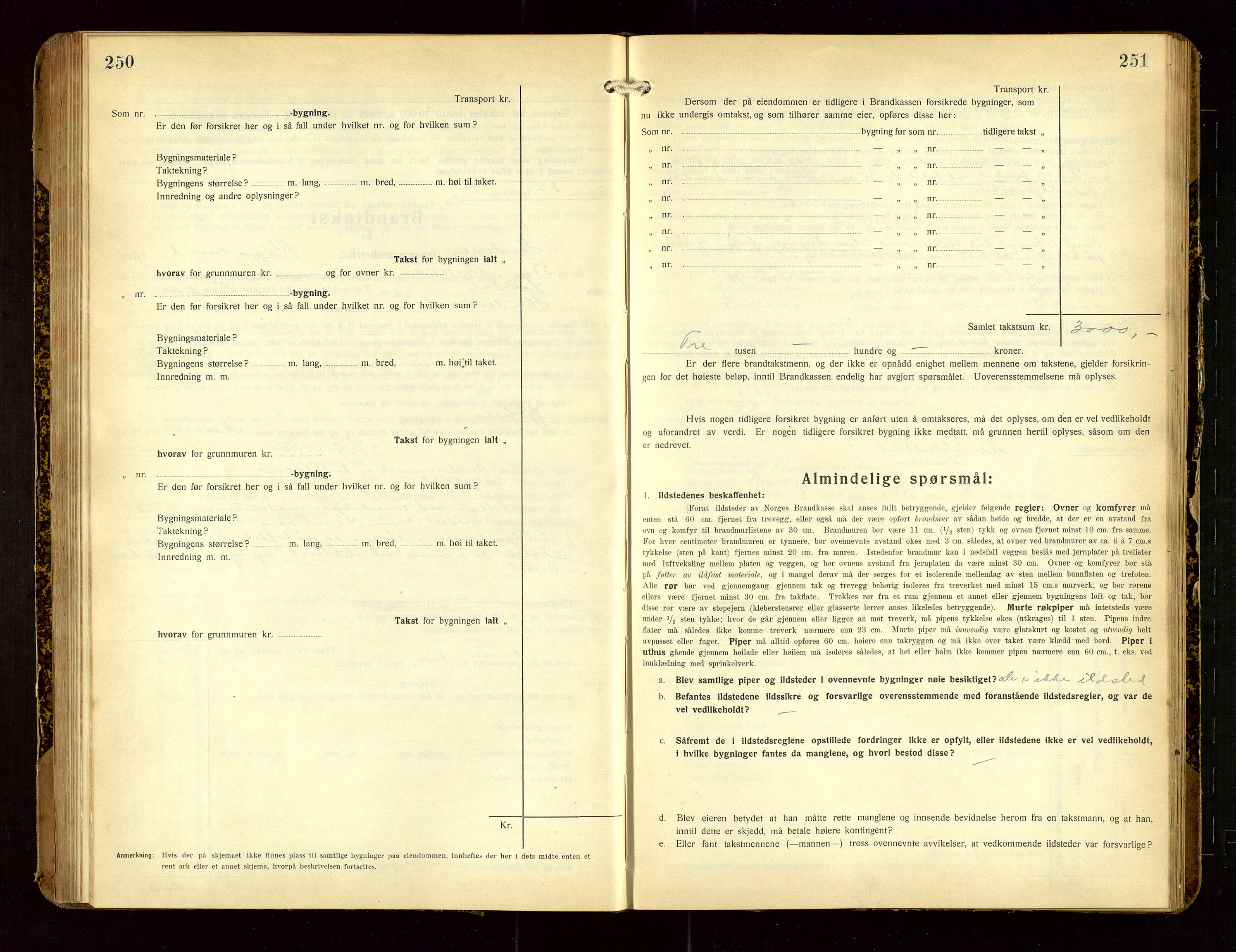 Skudenes lensmannskontor, SAST/A-100444/Gob/L0002: "Brandtakstprotokoll", 1925-1952, s. 250-251