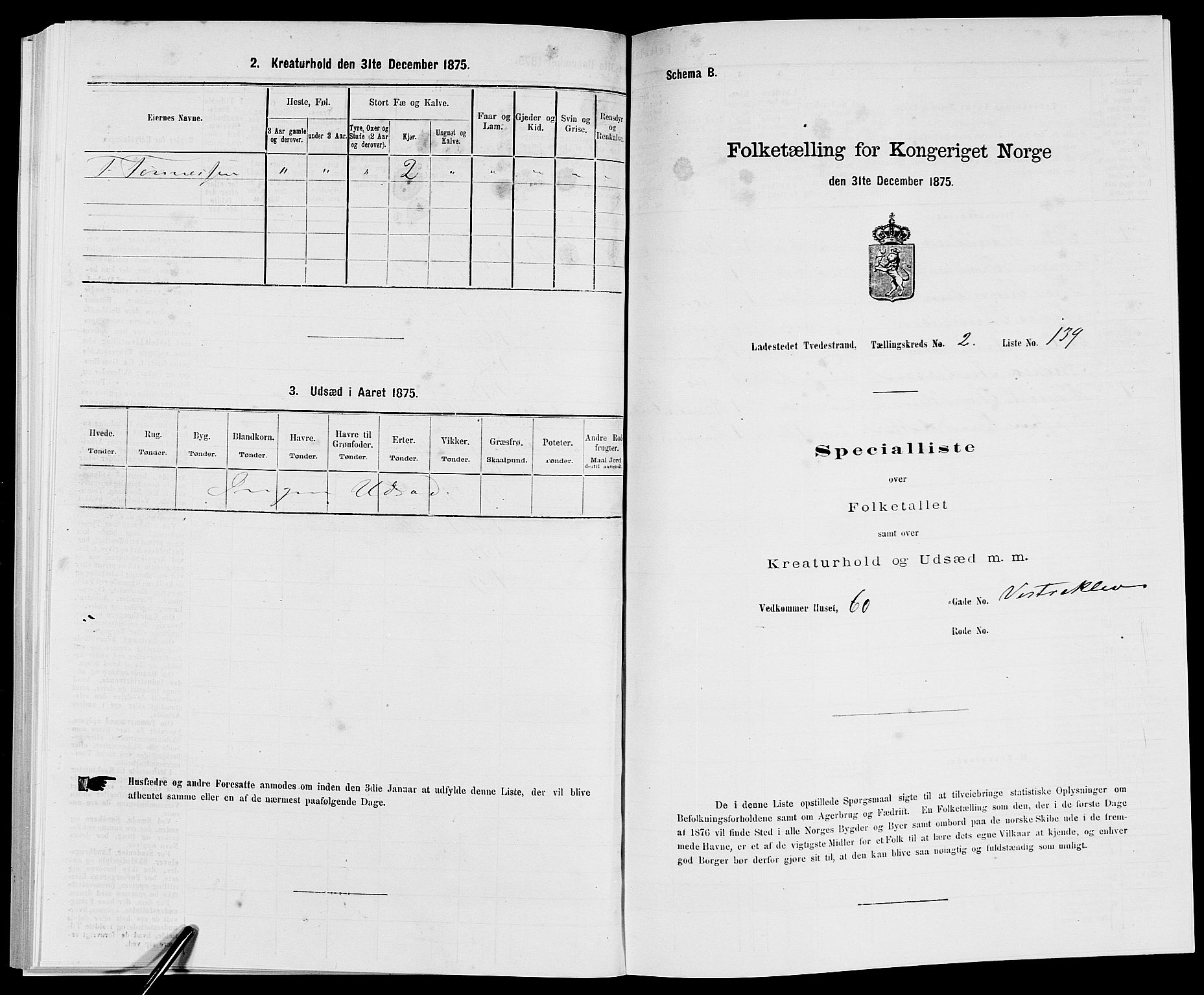 SAK, Folketelling 1875 for 0902B Holt prestegjeld, Tvedestrand ladested, 1875, s. 297